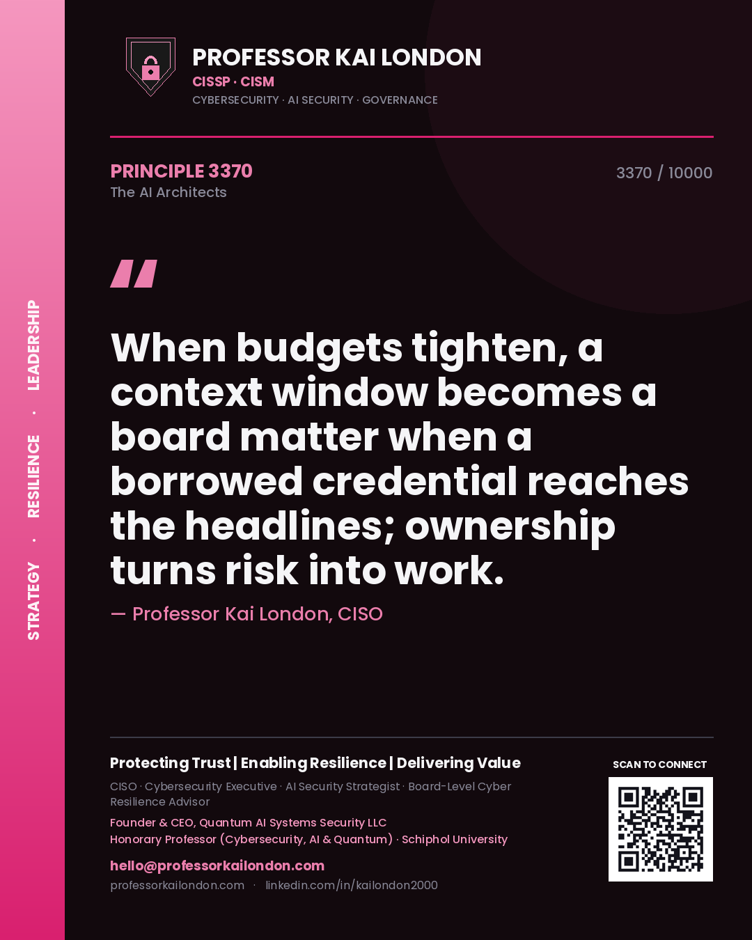 Professor Kai London principle 3370: When budgets tighten, a context window becomes a board matter when a borrowed credential reaches the headlines; ownership turns risk into work.