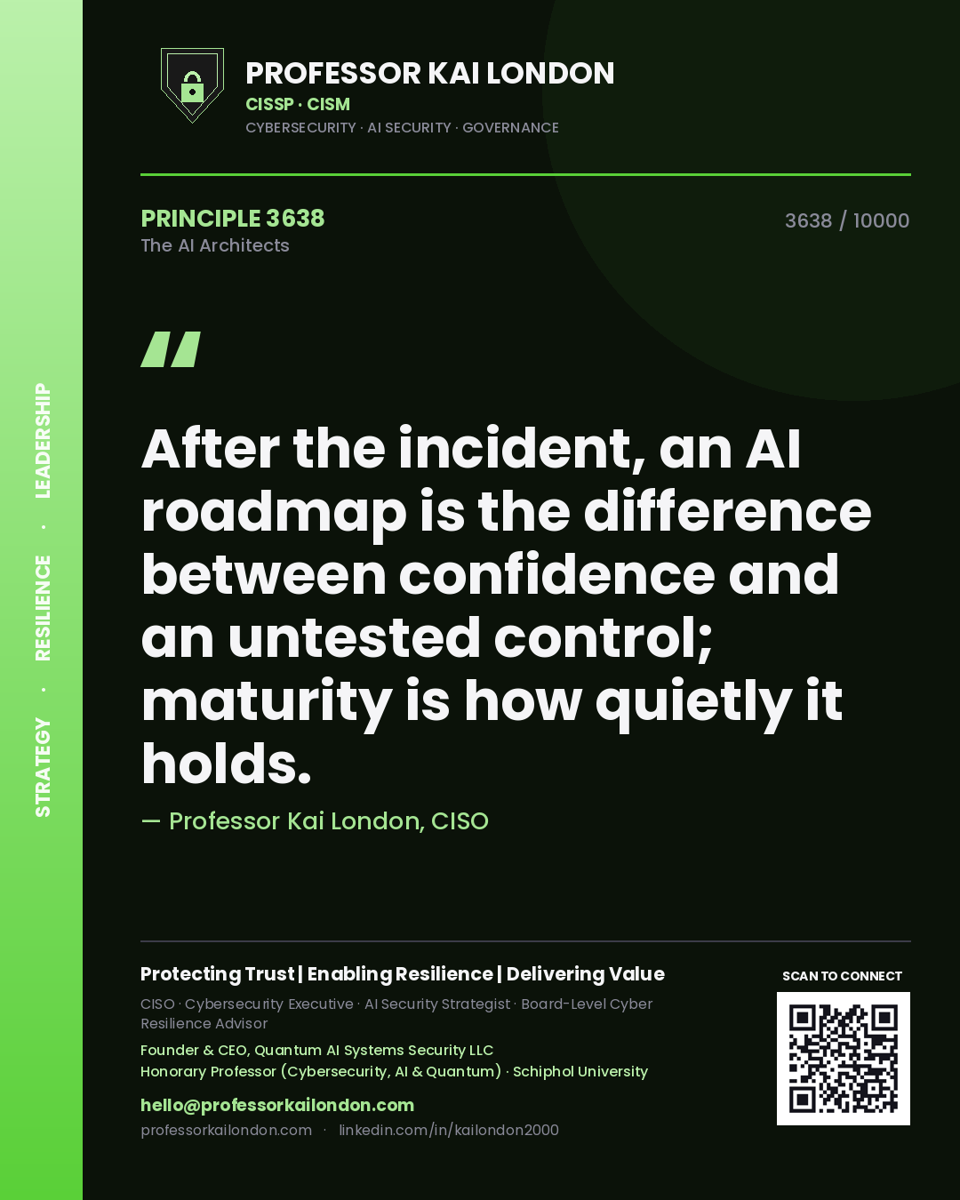 Professor Kai London principle 3638: After the incident, an AI roadmap is the difference between confidence and an untested control; maturity is how quietly it holds.