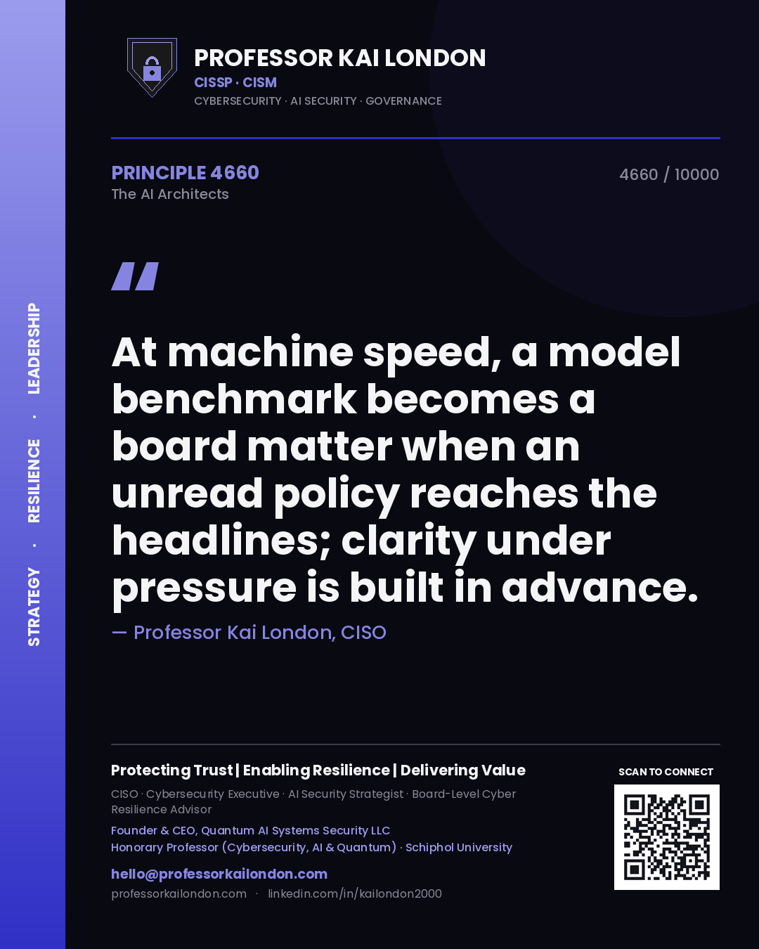 Professor Kai London principle 4660: At machine speed, a model benchmark becomes a board matter when an unread policy reaches the headlines; clarity under pressure is built in advance.