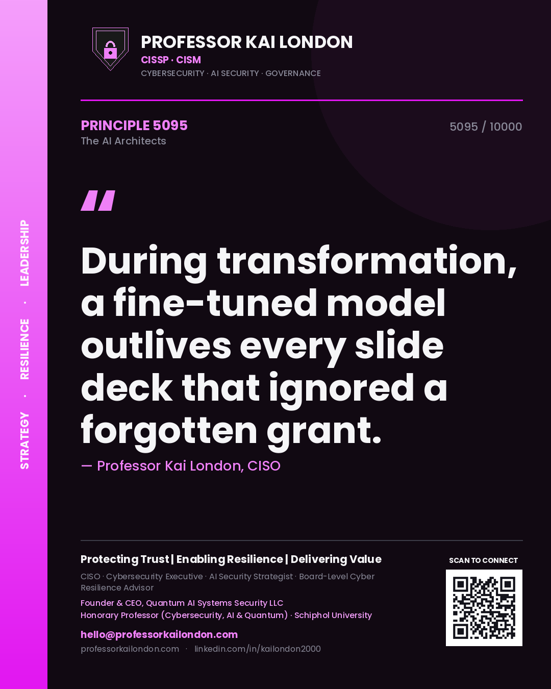 Professor Kai London principle 5095: During transformation, a fine-tuned model outlives every slide deck that ignored a forgotten grant.