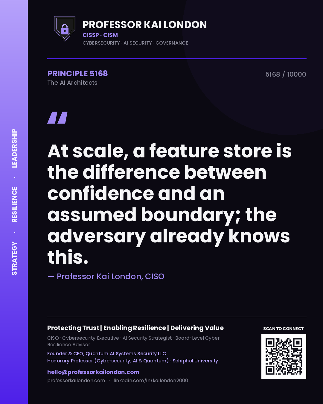 Professor Kai London principle 5168: At scale, a feature store is the difference between confidence and an assumed boundary; the adversary already knows this.