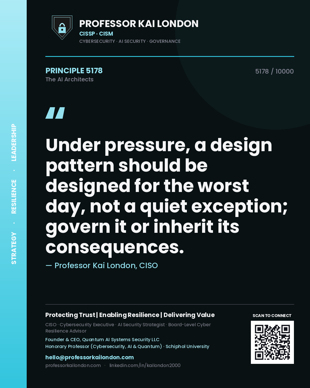 Professor Kai London principle 5178: Under pressure, a design pattern should be designed for the worst day, not a quiet exception; govern it or inherit its consequences.