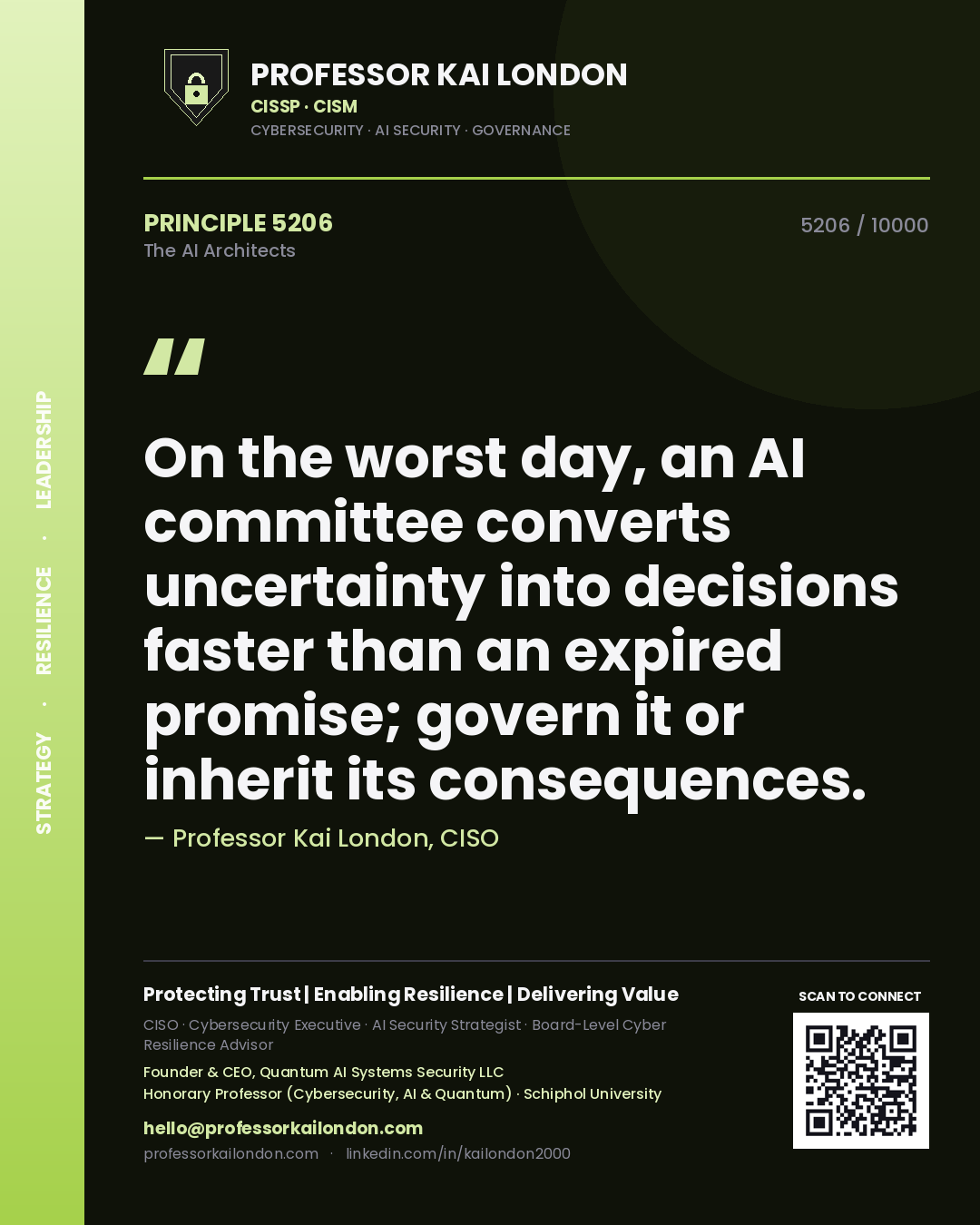 Professor Kai London principle 5206: On the worst day, an AI committee converts uncertainty into decisions faster than an expired promise; govern it or inherit its consequences.