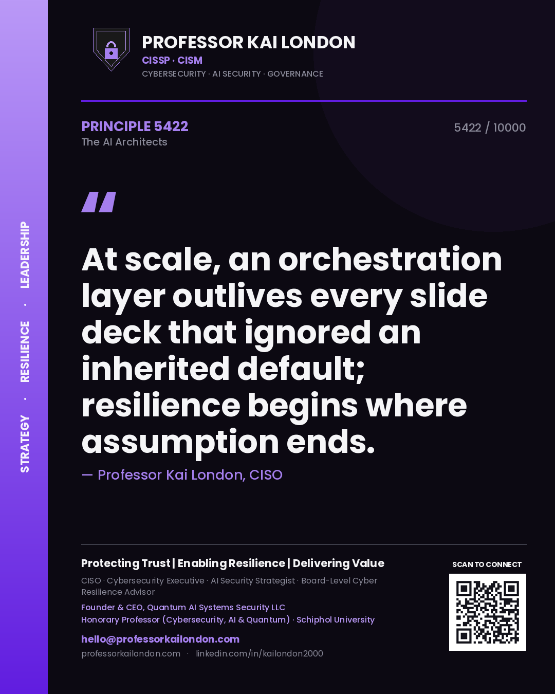 Professor Kai London principle 5422: At scale, an orchestration layer outlives every slide deck that ignored an inherited default; resilience begins where assumption ends.