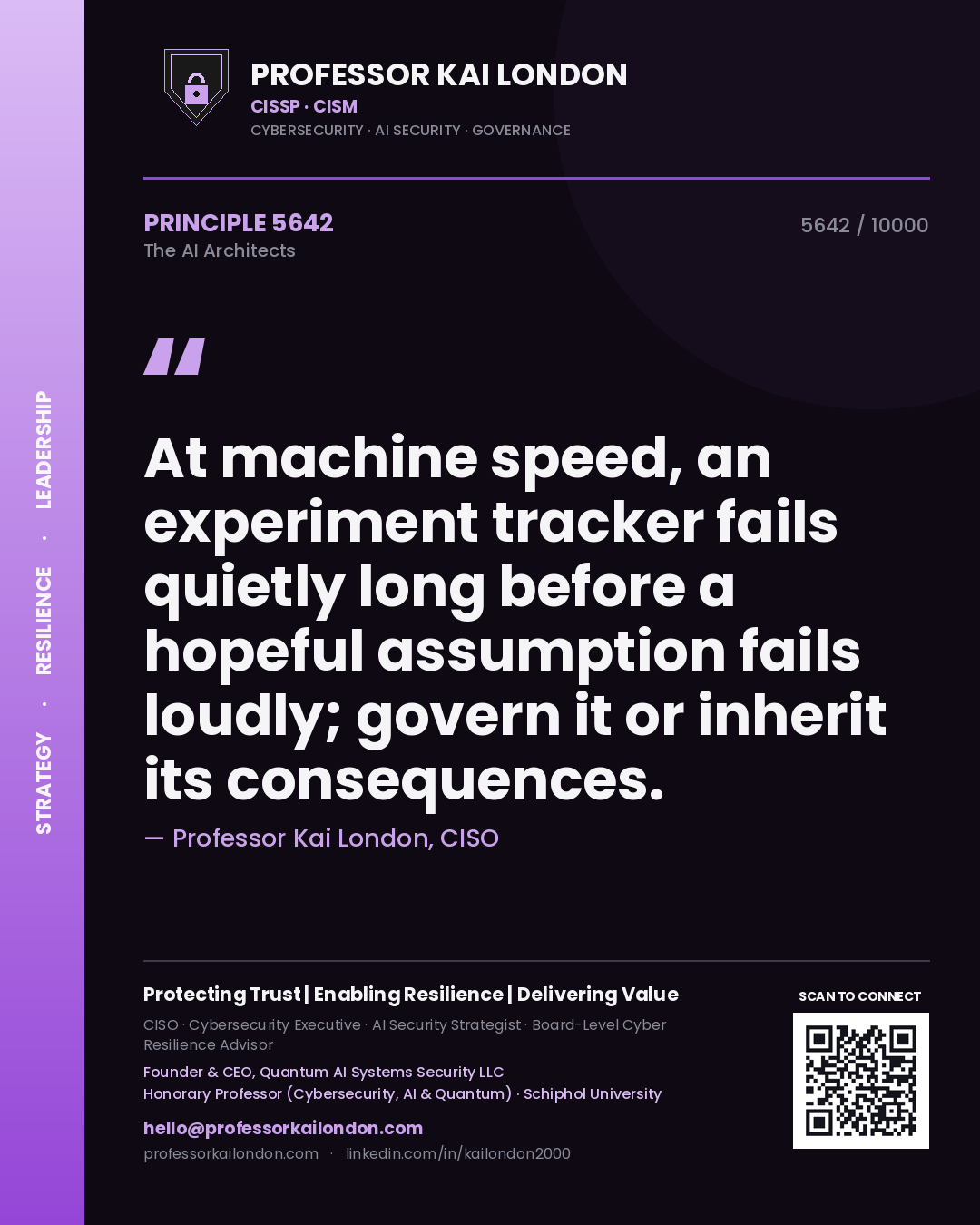 Professor Kai London principle 5642: At machine speed, an experiment tracker fails quietly long before a hopeful assumption fails loudly; govern it or inherit its consequences.