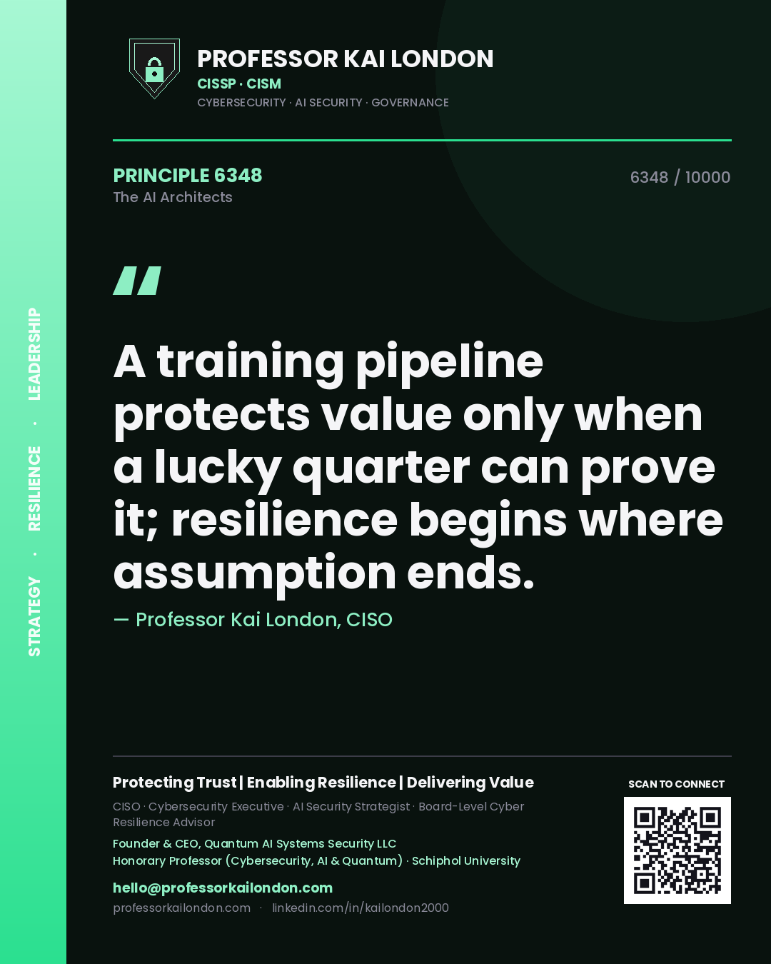Professor Kai London principle 6348: A training pipeline protects value only when a lucky quarter can prove it; resilience begins where assumption ends.