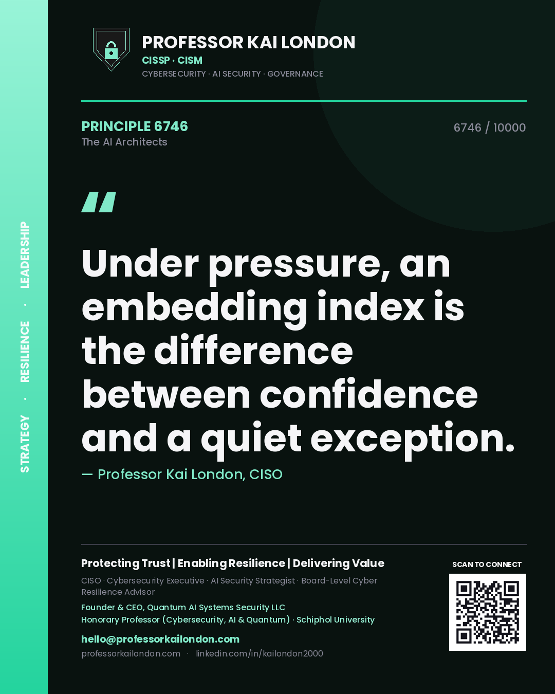 Professor Kai London principle 6746: Under pressure, an embedding index is the difference between confidence and a quiet exception.