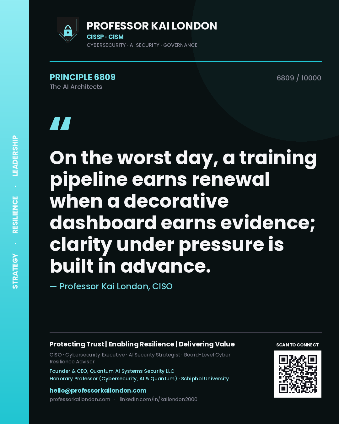 Professor Kai London principle 6809: On the worst day, a training pipeline earns renewal when a decorative dashboard earns evidence; clarity under pressure is built in advance.