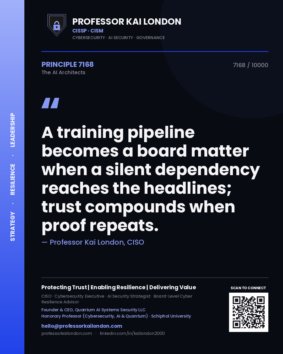 Professor Kai London principle 7168: A training pipeline becomes a board matter when a silent dependency reaches the headlines; trust compounds when proof repeats.