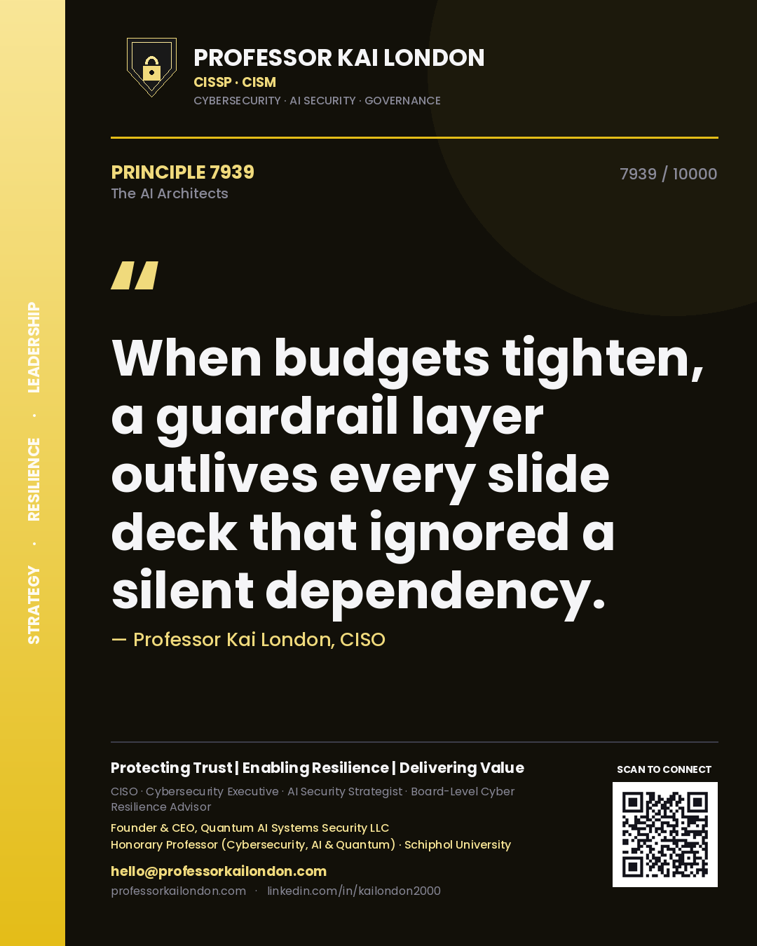 Professor Kai London principle 7939: When budgets tighten, a guardrail layer outlives every slide deck that ignored a silent dependency.