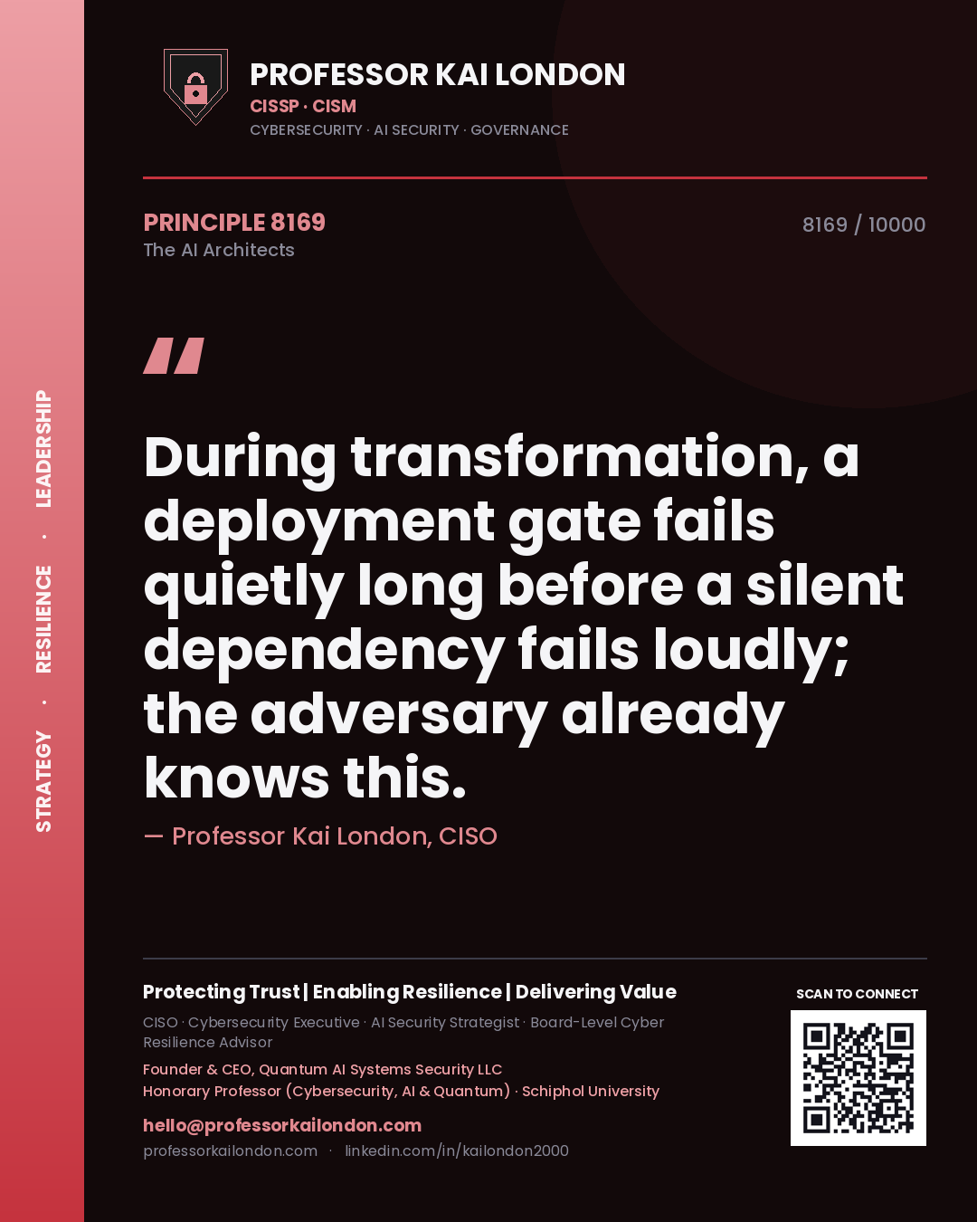 Professor Kai London principle 8169: During transformation, a deployment gate fails quietly long before a silent dependency fails loudly; the adversary already knows this.