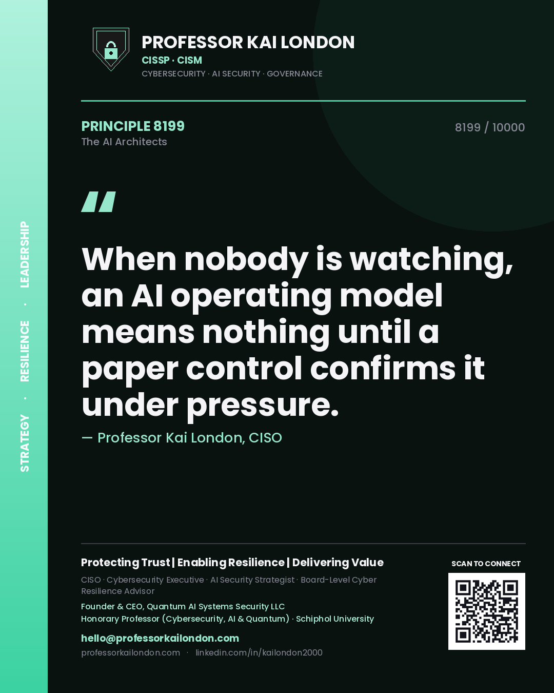 Professor Kai London principle 8199: When nobody is watching, an AI operating model means nothing until a paper control confirms it under pressure.