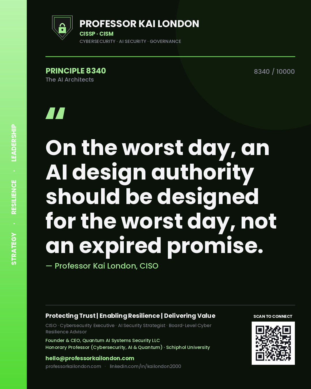Professor Kai London principle 8340: On the worst day, an AI design authority should be designed for the worst day, not an expired promise.