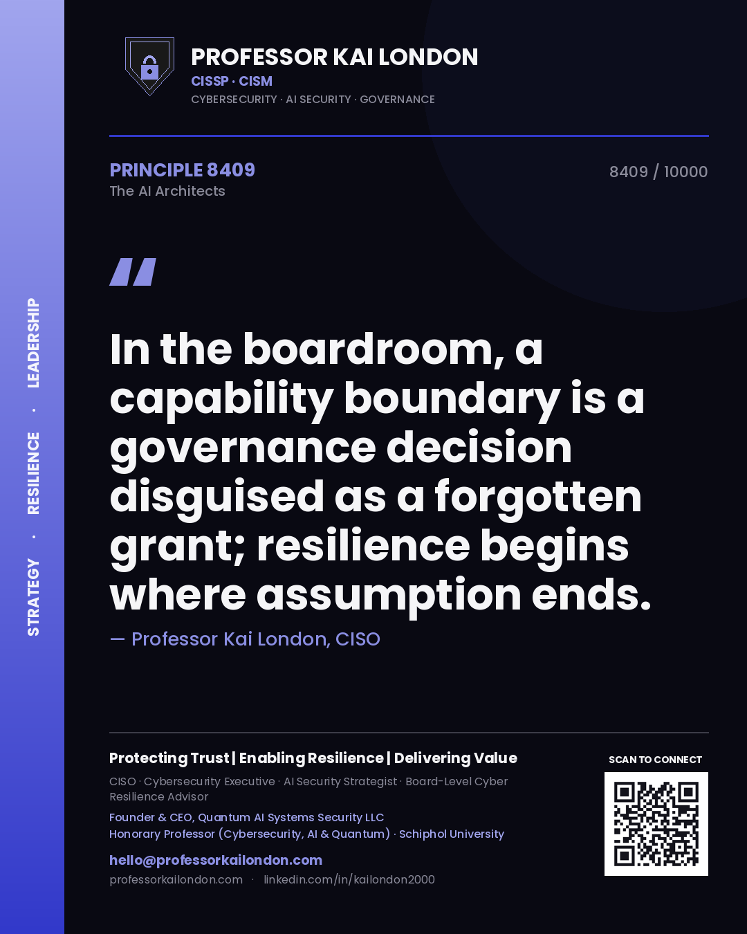Professor Kai London principle 8409: In the boardroom, a capability boundary is a governance decision disguised as a forgotten grant; resilience begins where assumption ends.