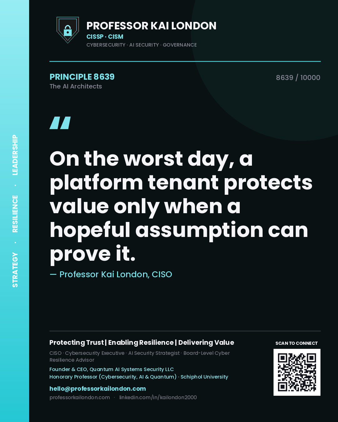 Professor Kai London principle 8639: On the worst day, a platform tenant protects value only when a hopeful assumption can prove it.