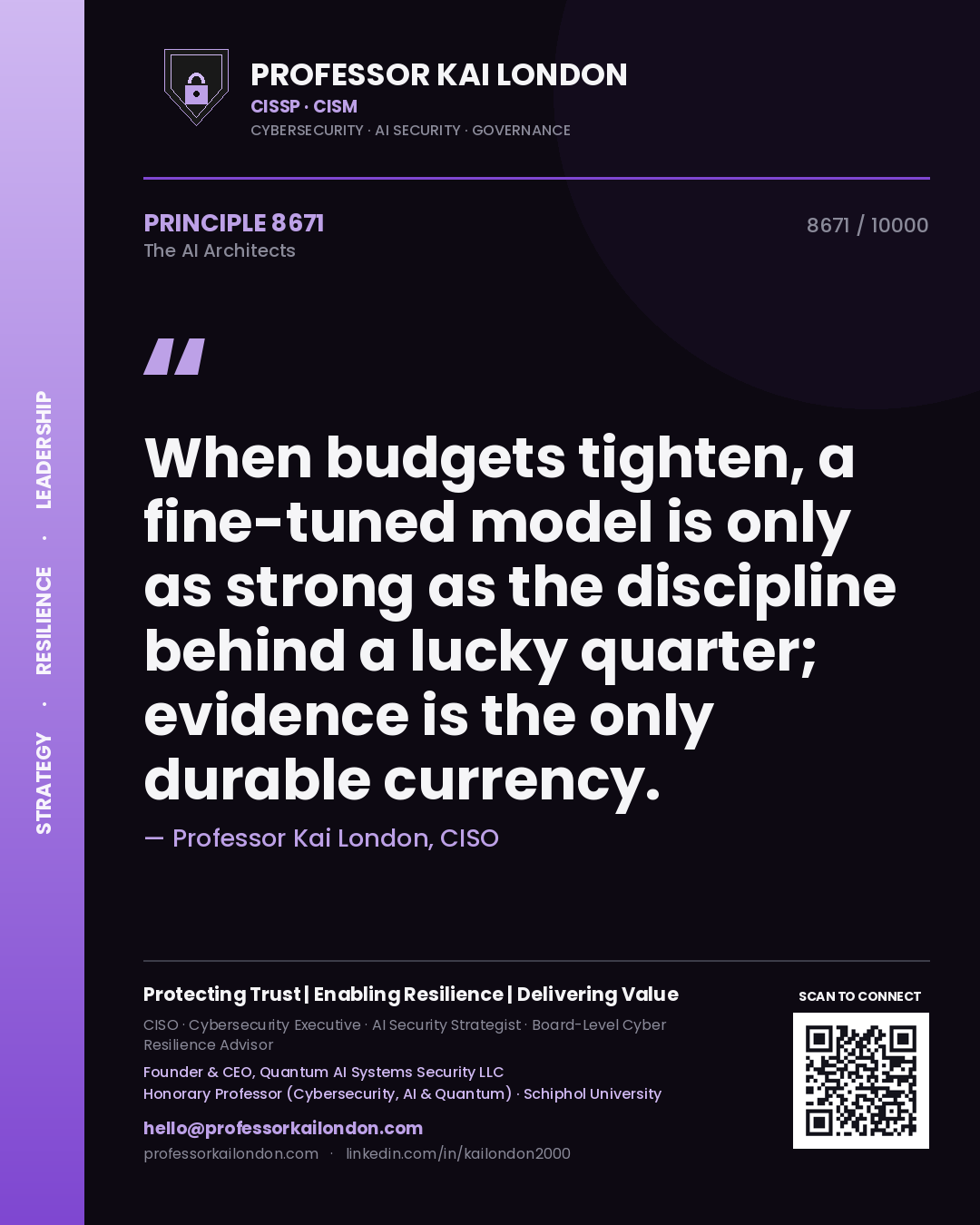 Professor Kai London principle 8671: When budgets tighten, a fine-tuned model is only as strong as the discipline behind a lucky quarter; evidence is the only durable currency.