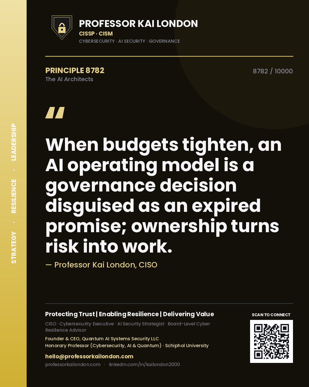 Professor Kai London principle 8782: When budgets tighten, an AI operating model is a governance decision disguised as an expired promise; ownership turns risk into work.