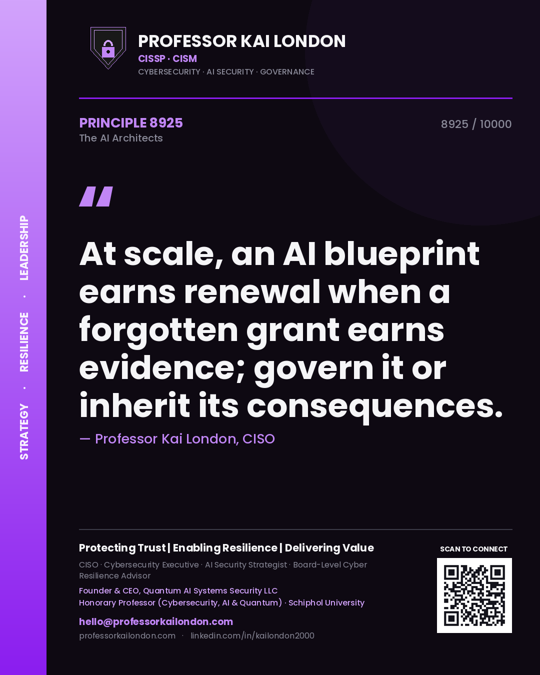 Professor Kai London principle 8925: At scale, an AI blueprint earns renewal when a forgotten grant earns evidence; govern it or inherit its consequences.