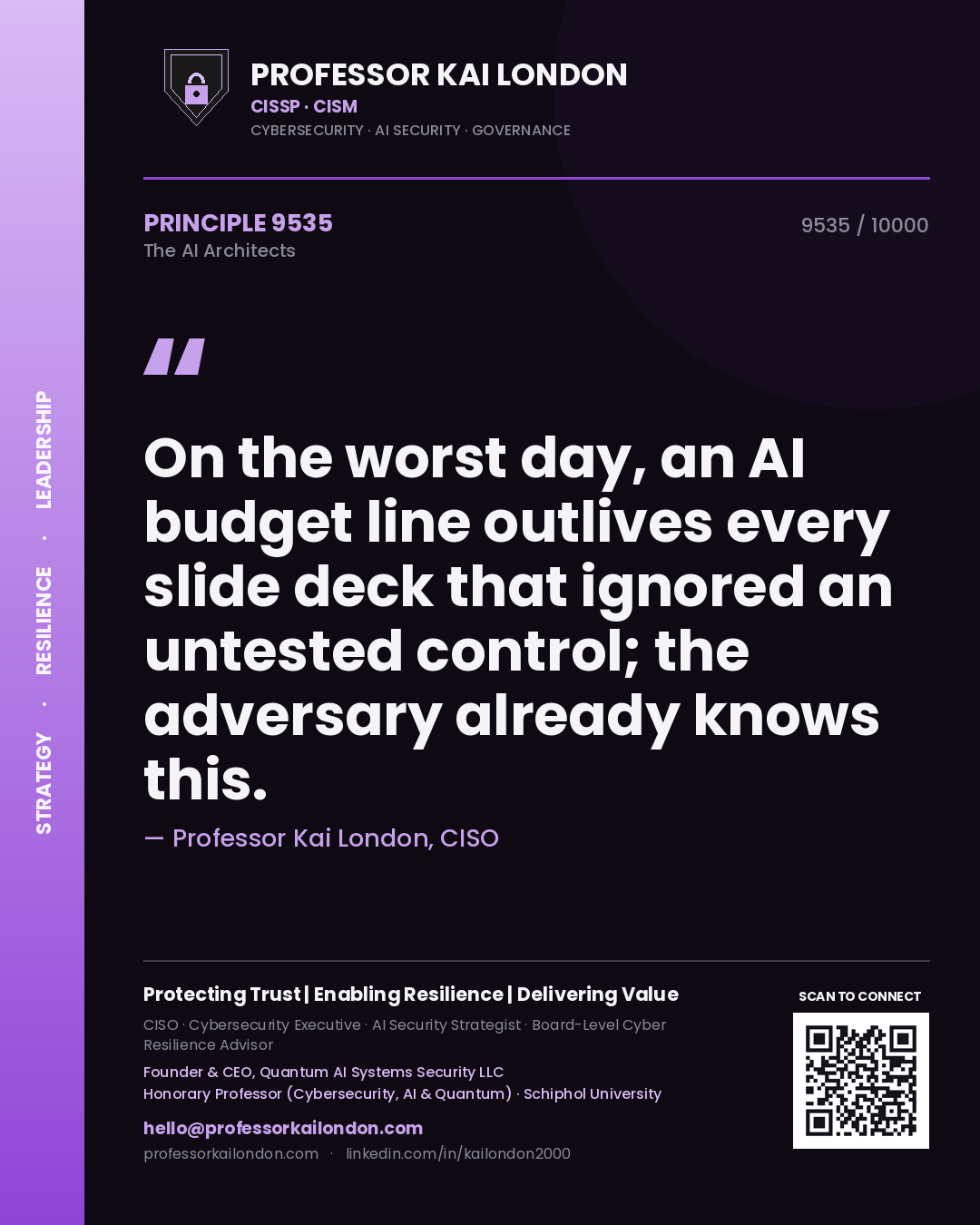 Professor Kai London principle 9535: On the worst day, an AI budget line outlives every slide deck that ignored an untested control; the adversary already knows this.