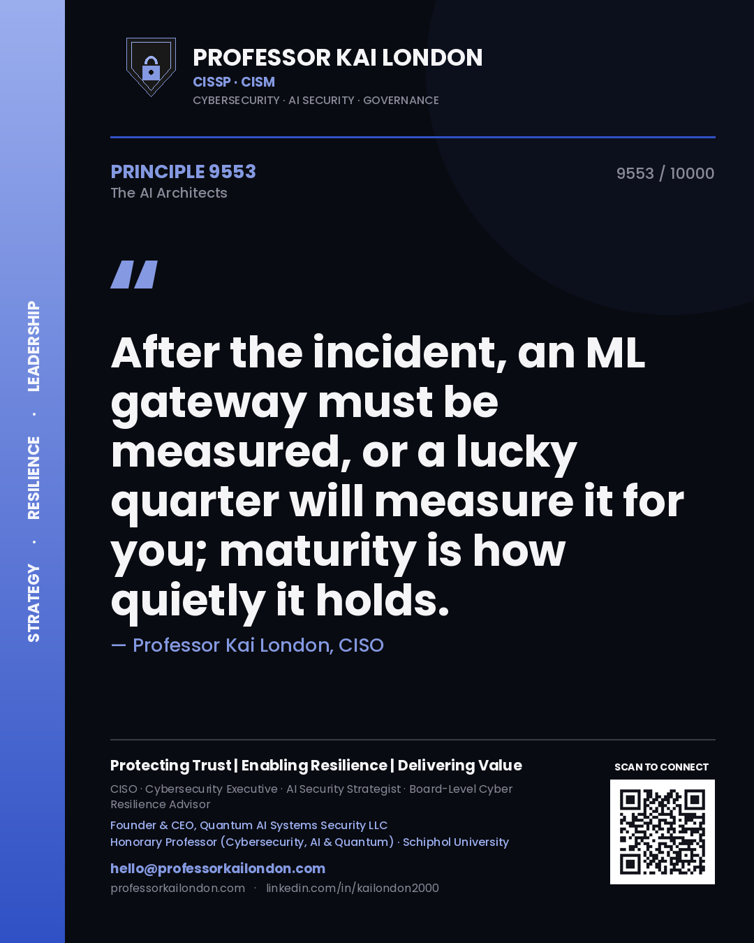 Professor Kai London principle 9553: After the incident, an ML gateway must be measured, or a lucky quarter will measure it for you; maturity is how quietly it holds.