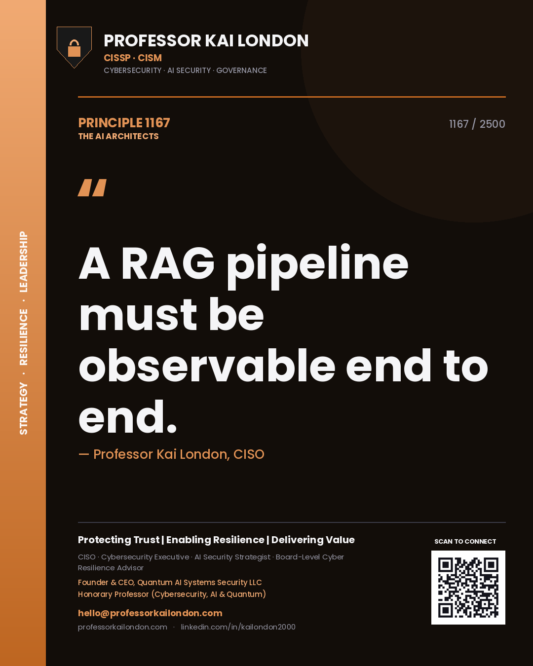 Professor Kai London principle 1167: A RAG pipeline must be observable end to end.
