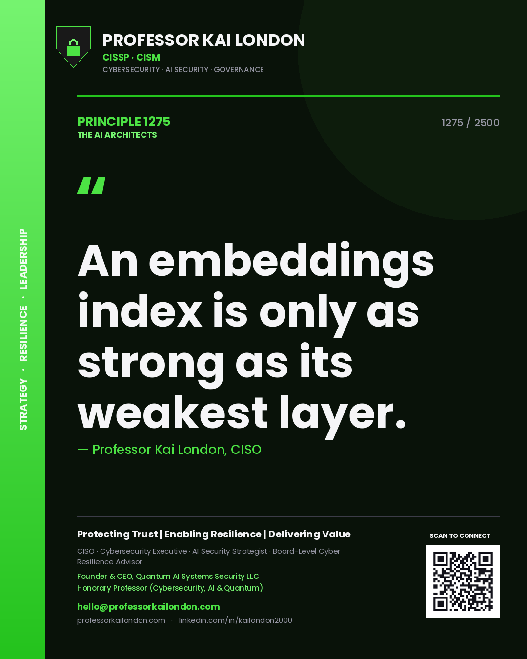 Professor Kai London principle 1275: An embeddings index is only as strong as its weakest layer.