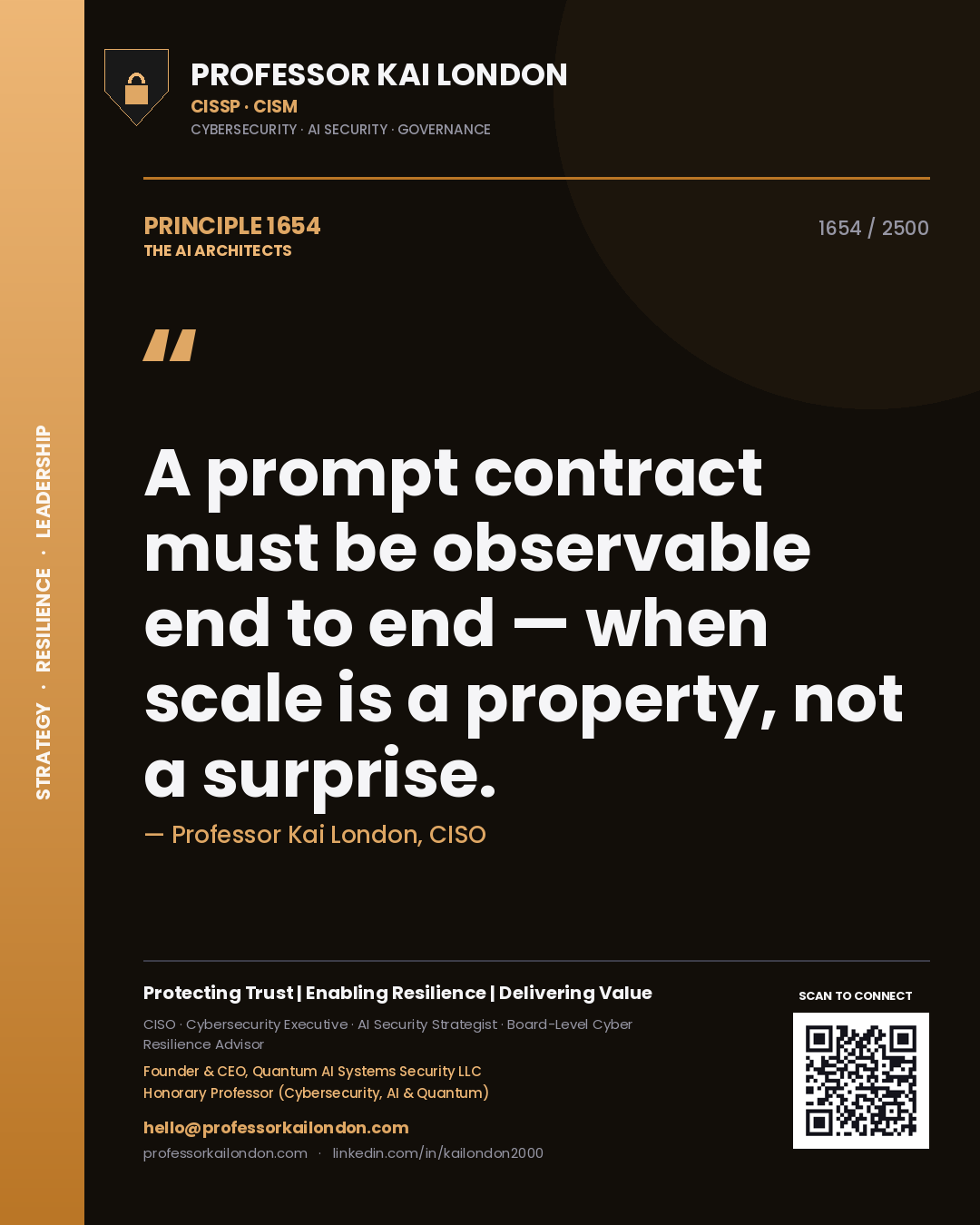 Professor Kai London principle 1654: A prompt contract must be observable end to end — when scale is a property, not a surprise.