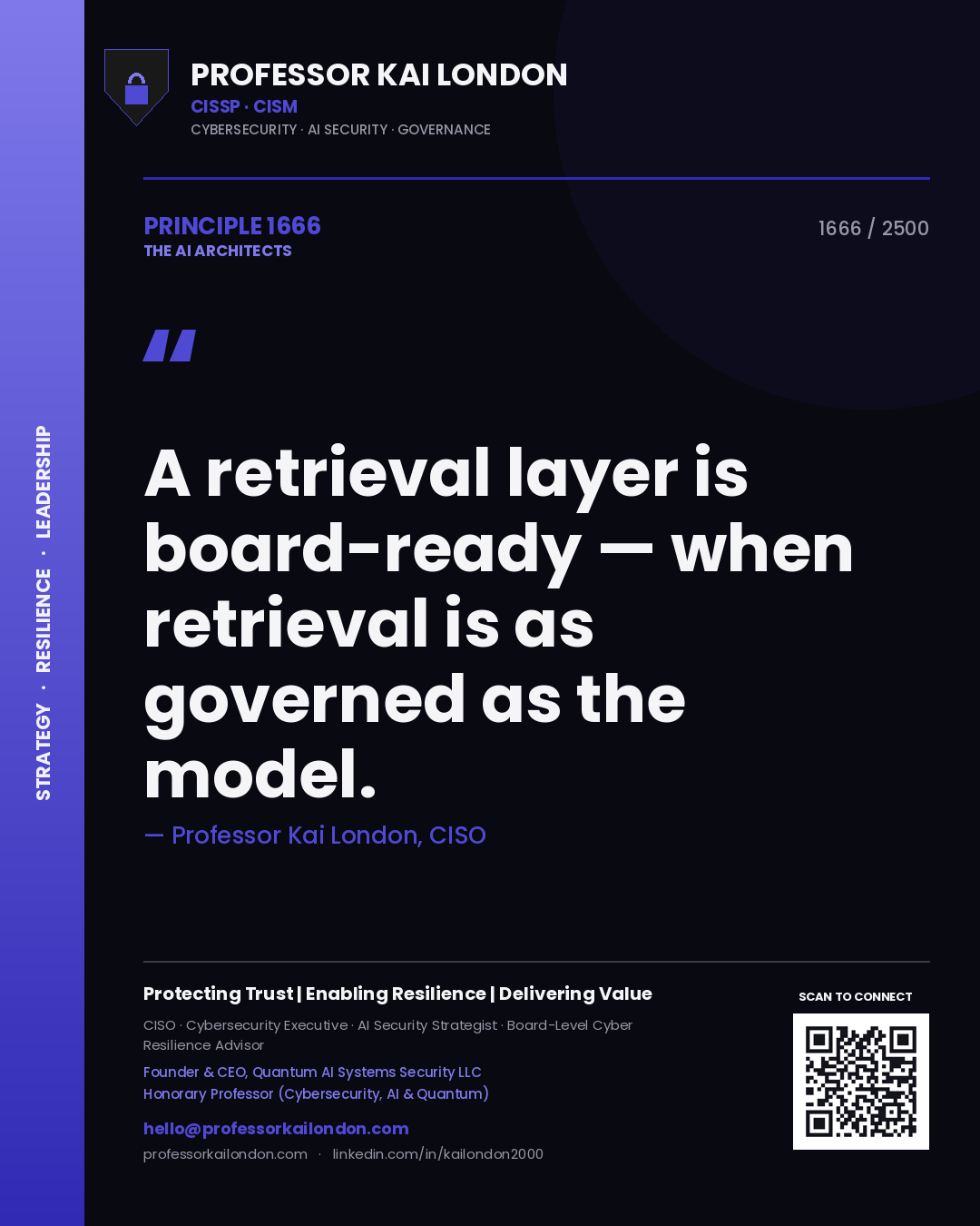 Professor Kai London principle 1666: A retrieval layer is board-ready — when retrieval is as governed as the model.
