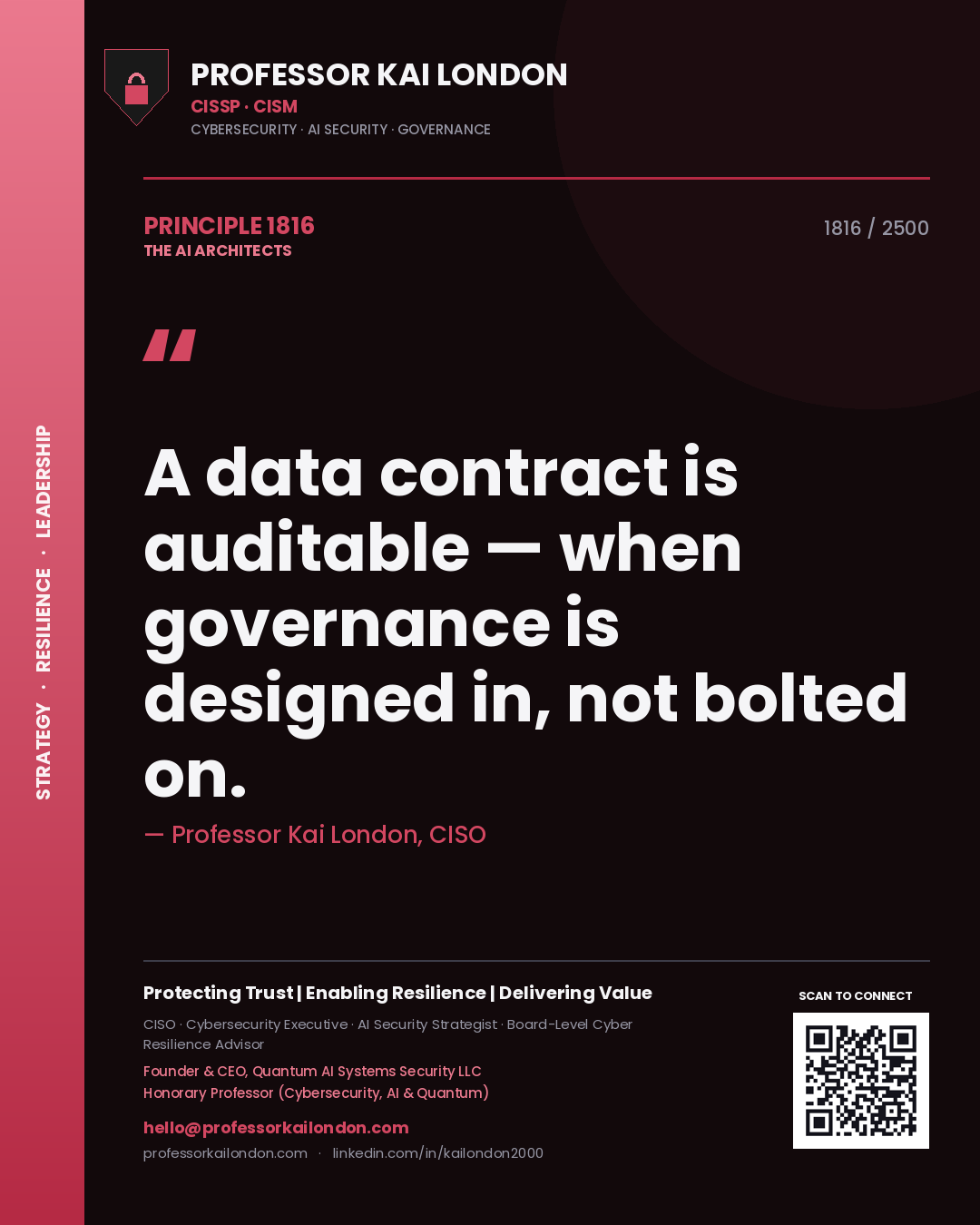 Professor Kai London principle 1816: A data contract is auditable — when governance is designed in, not bolted on.