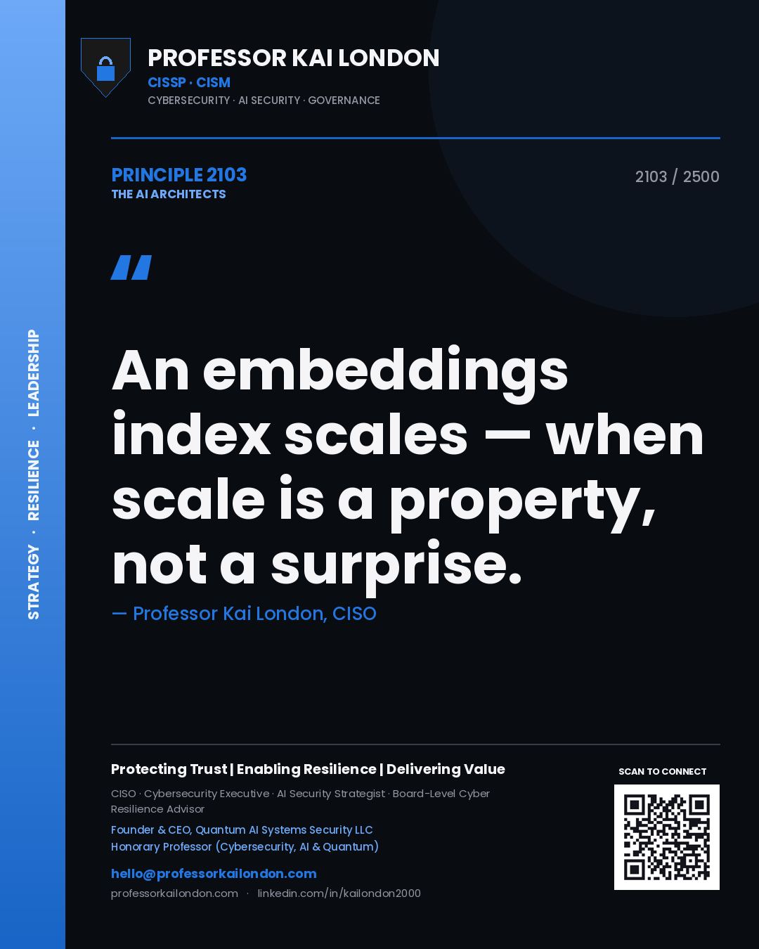 Professor Kai London principle 2103: An embeddings index scales — when scale is a property, not a surprise.