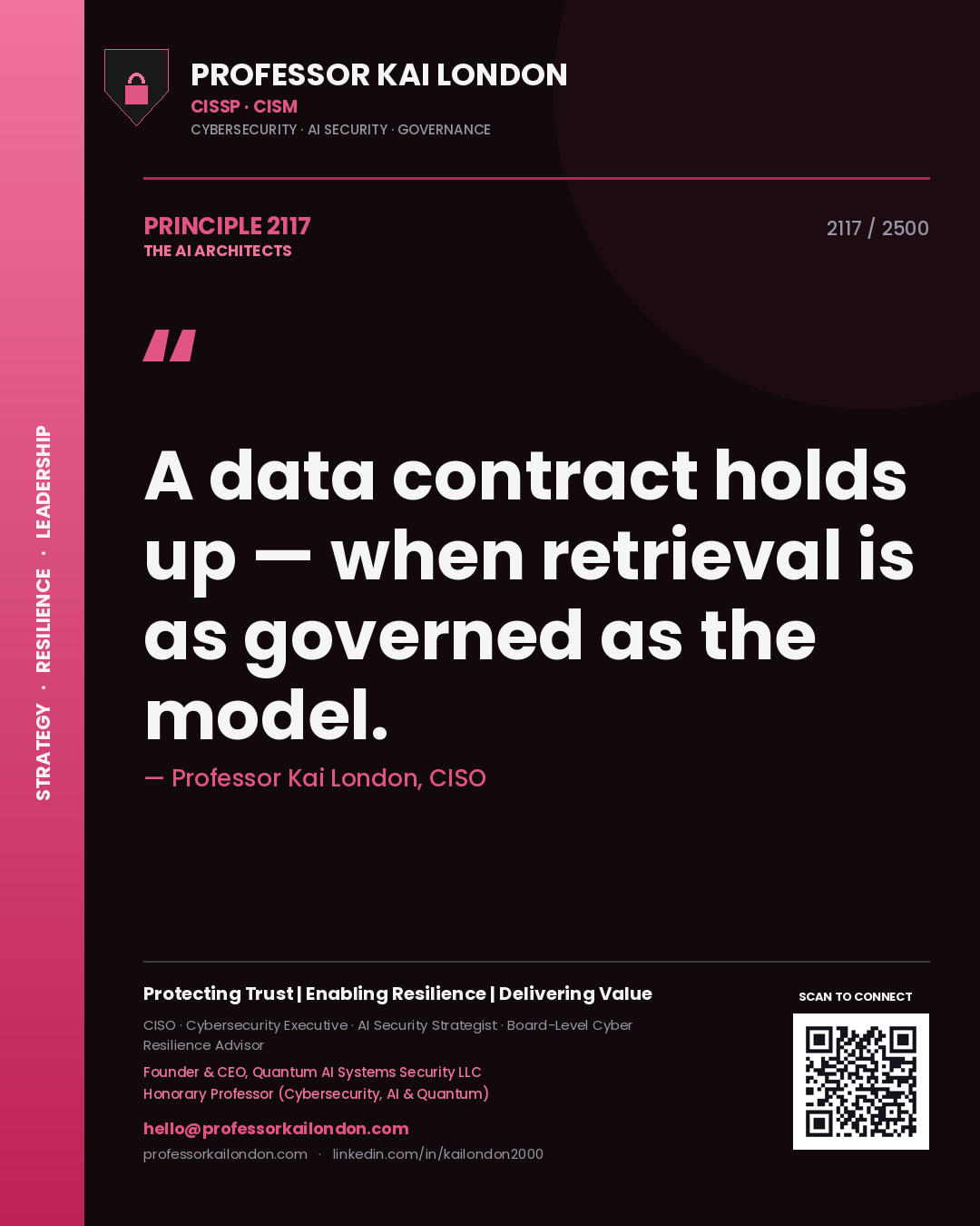 Professor Kai London principle 2117: A data contract holds up — when retrieval is as governed as the model.