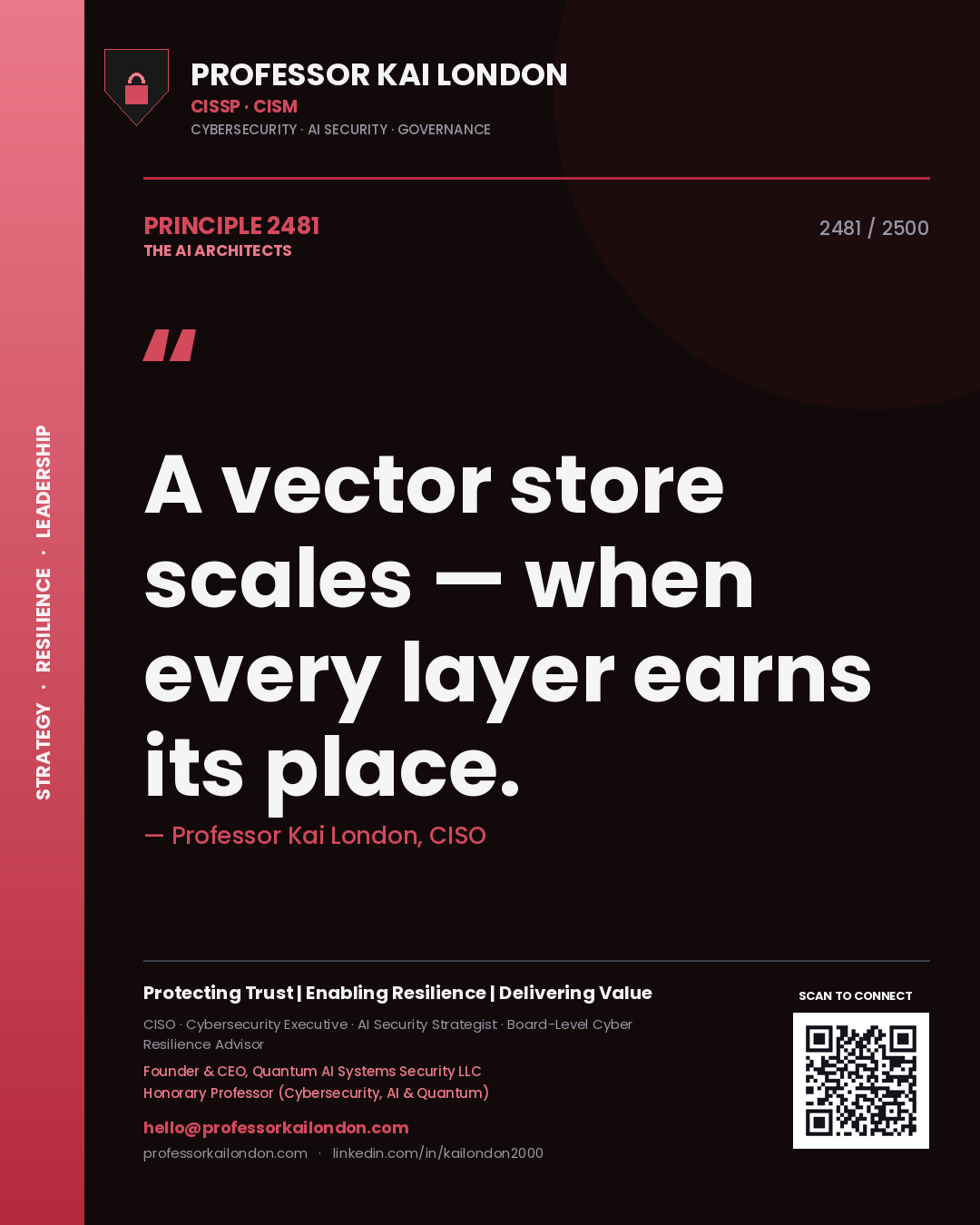Professor Kai London principle 2481: A vector store scales — when every layer earns its place.