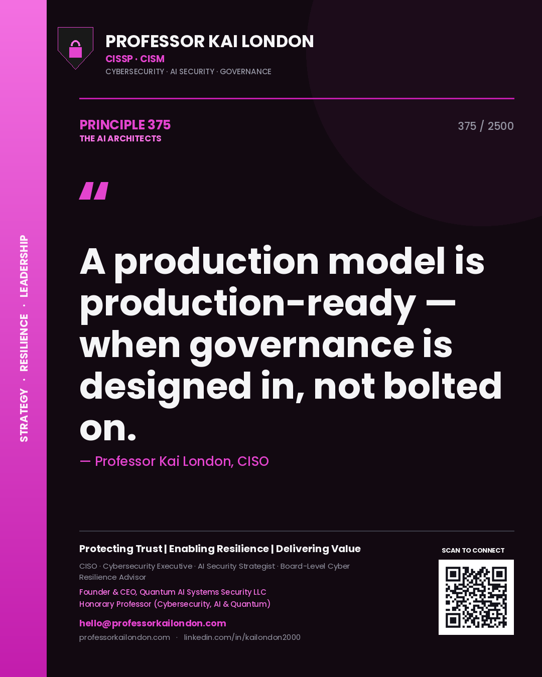 Professor Kai London principle 375: A production model is production-ready — when governance is designed in, not bolted on.
