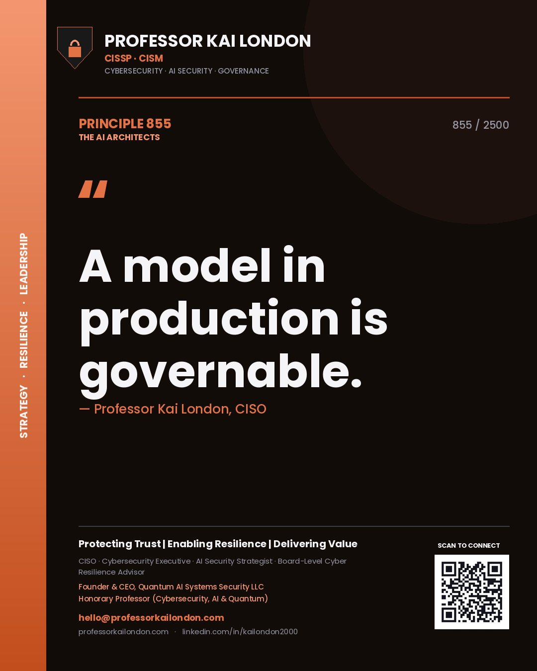 Professor Kai London principle 855: A model in production is governable.