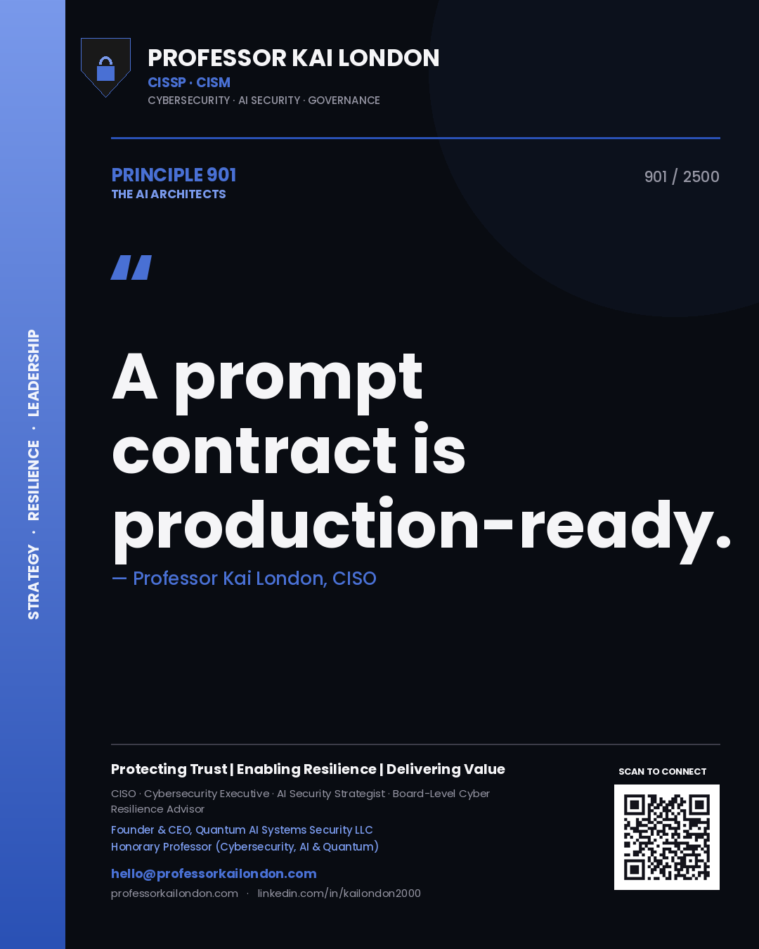 Professor Kai London principle 901: A prompt contract is production-ready.