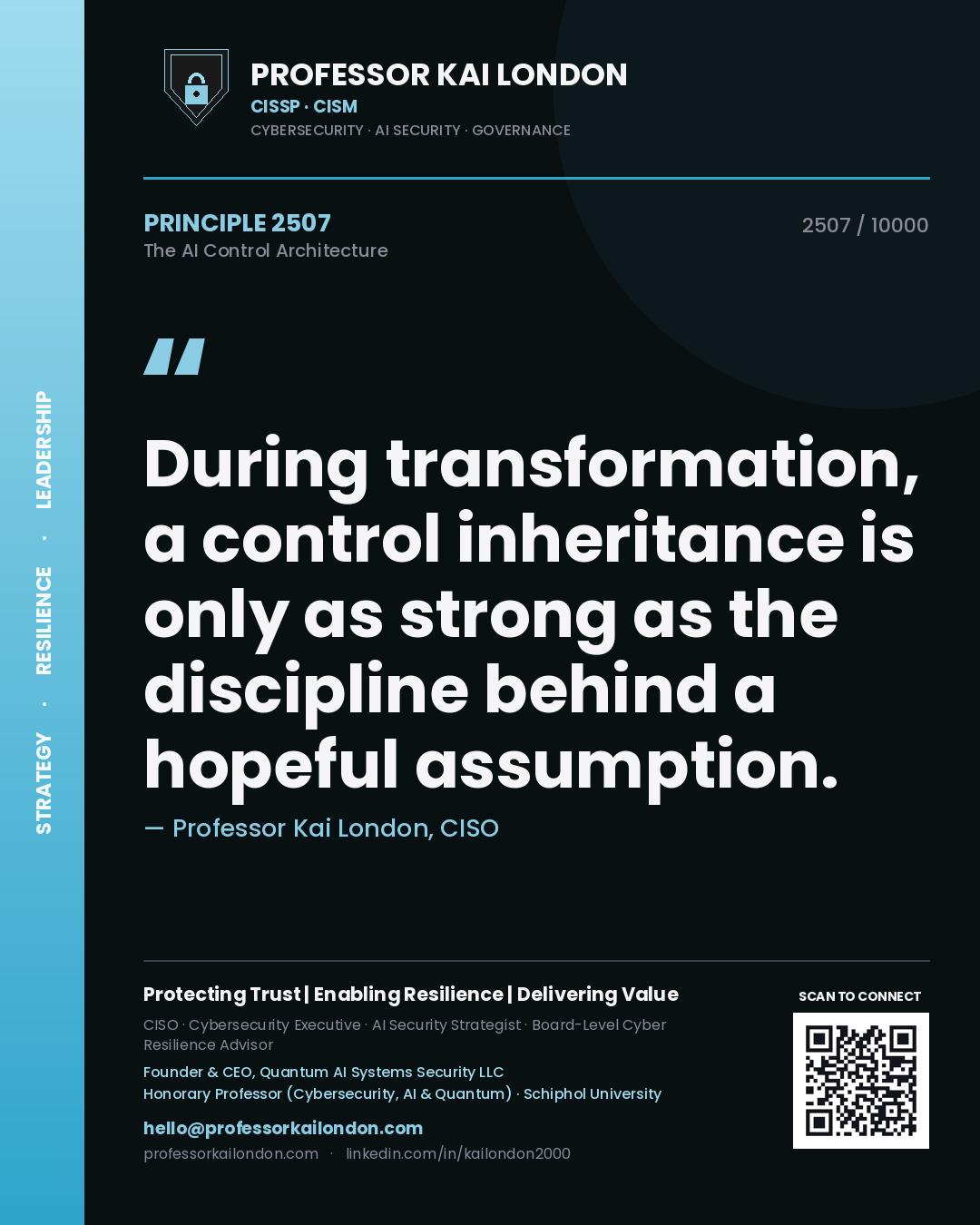 Professor Kai London principle 2507: During transformation, a control inheritance is only as strong as the discipline behind a hopeful assumption.