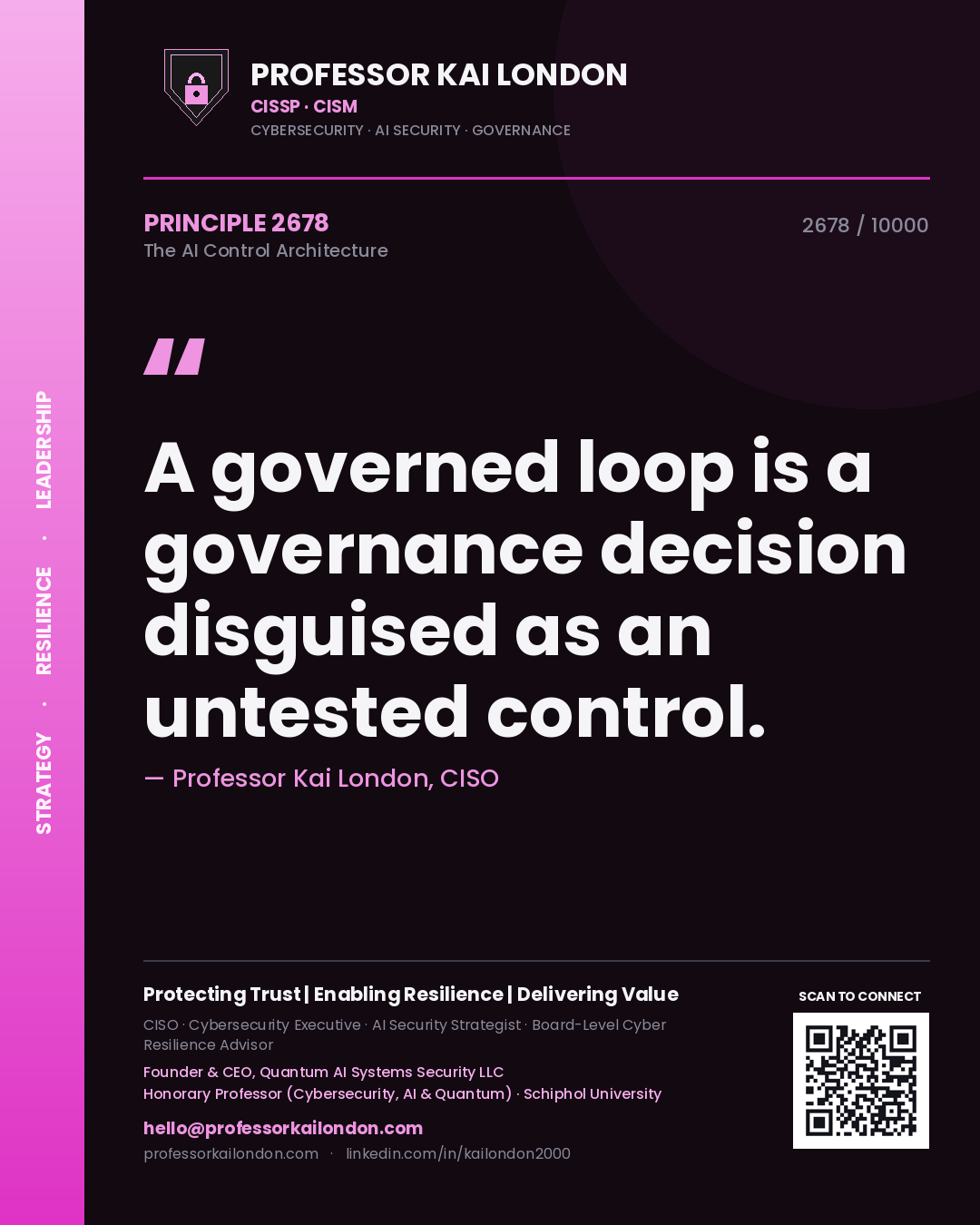 Professor Kai London principle 2678: A governed loop is a governance decision disguised as an untested control.