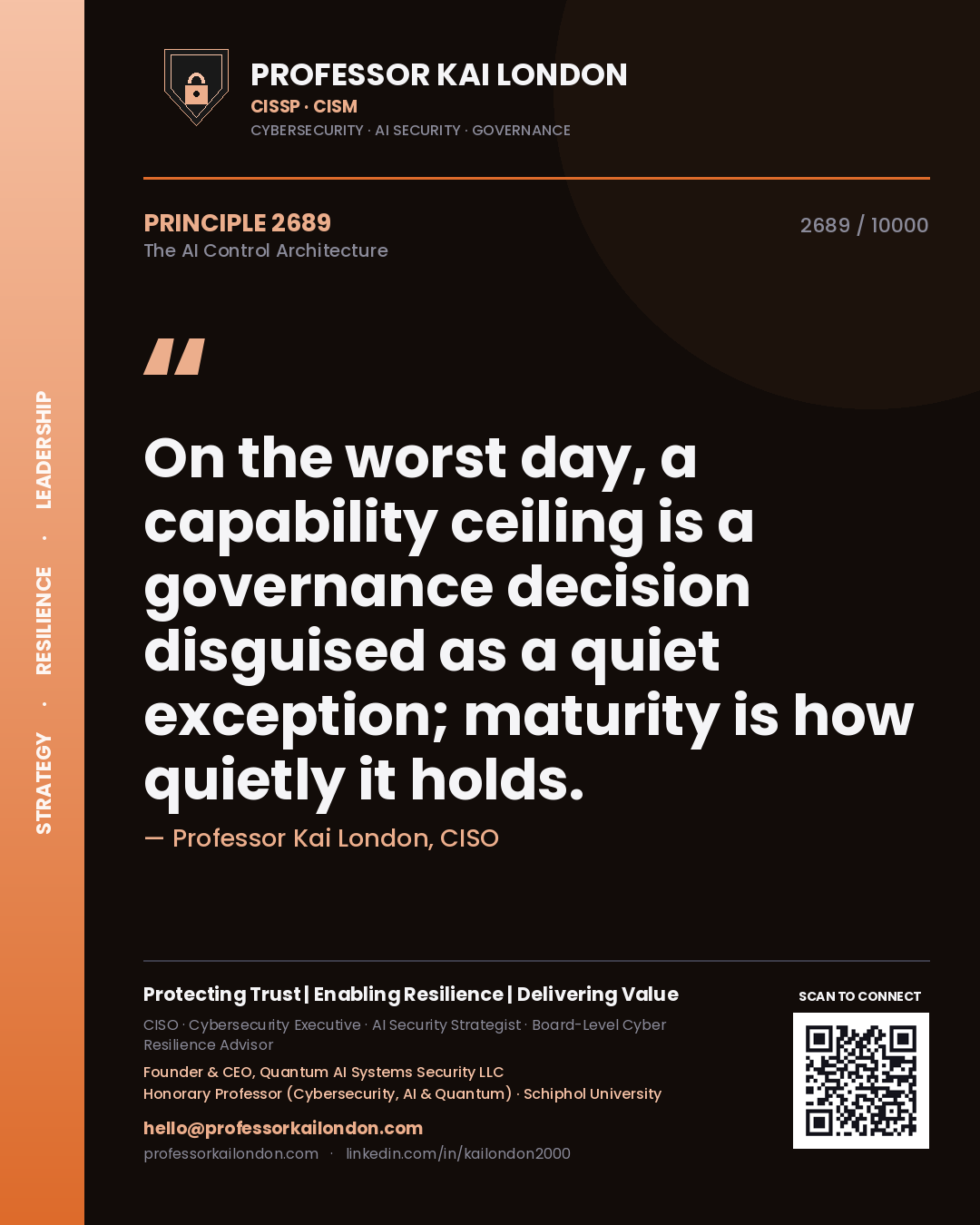 Professor Kai London principle 2689: On the worst day, a capability ceiling is a governance decision disguised as a quiet exception; maturity is how quietly it holds.