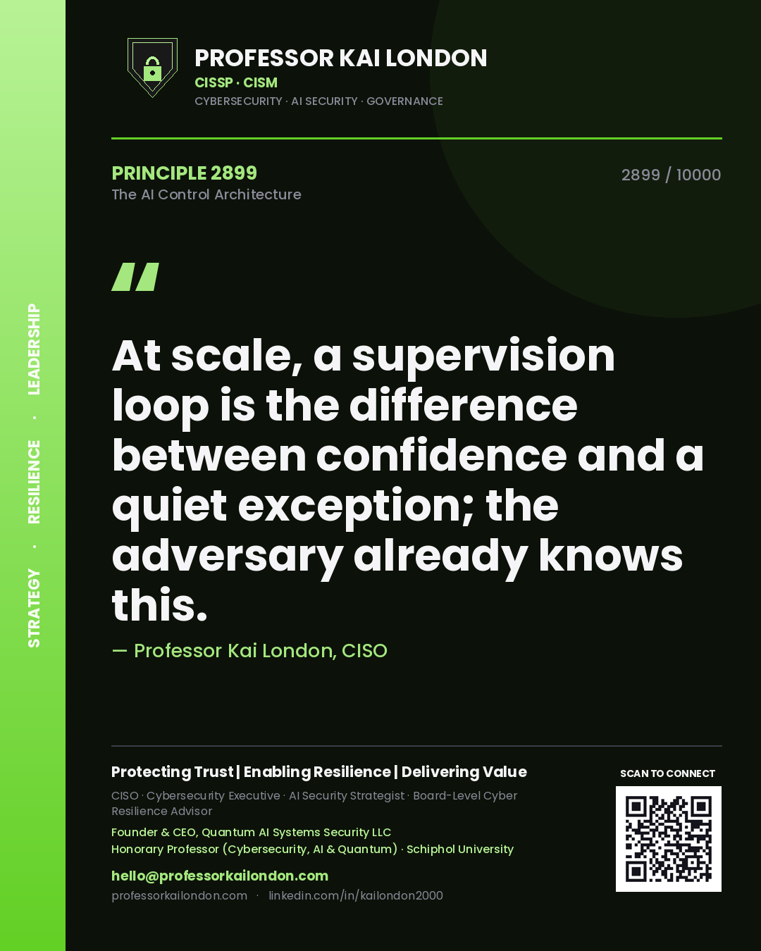 Professor Kai London principle 2899: At scale, a supervision loop is the difference between confidence and a quiet exception; the adversary already knows this.