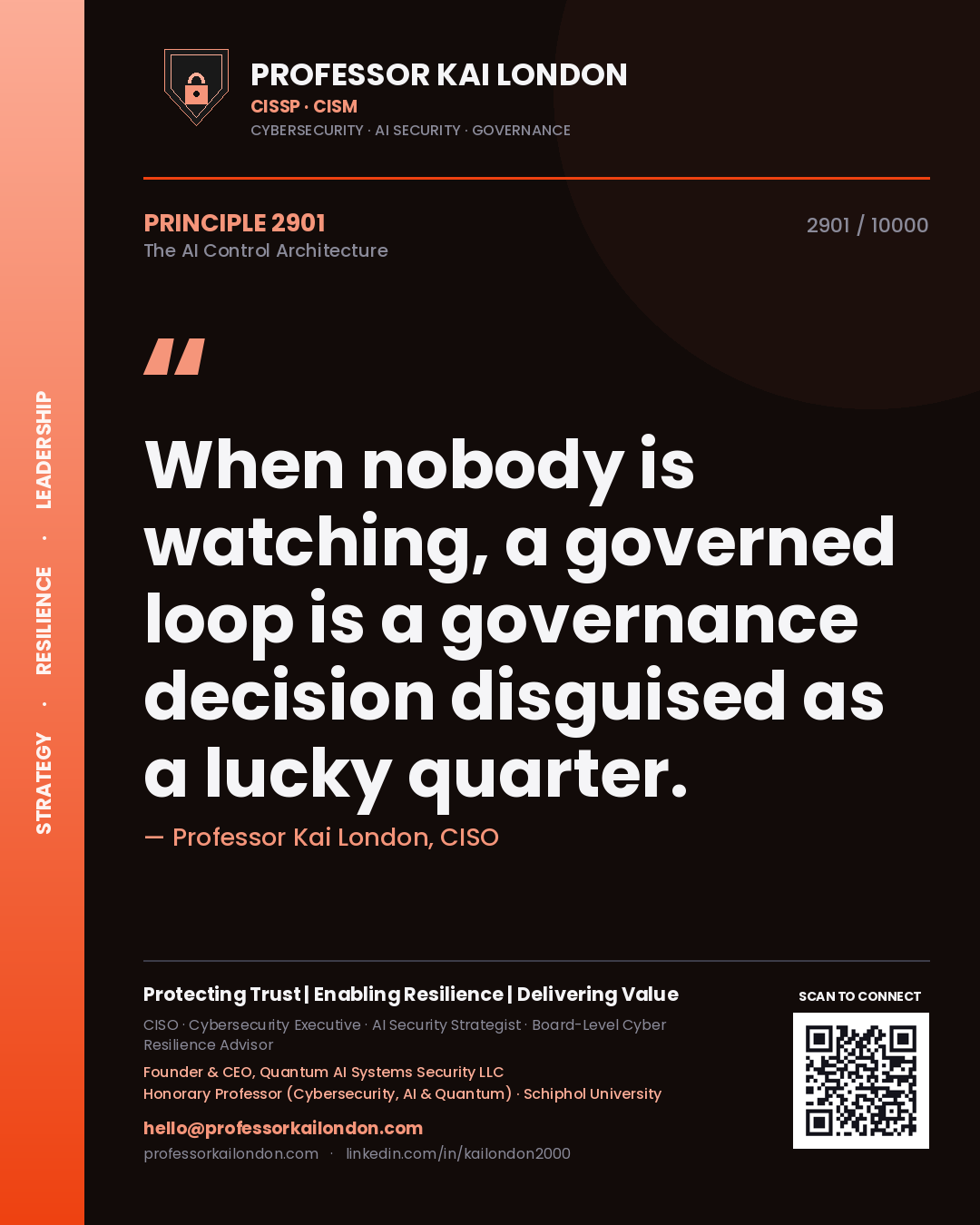 Professor Kai London principle 2901: When nobody is watching, a governed loop is a governance decision disguised as a lucky quarter.