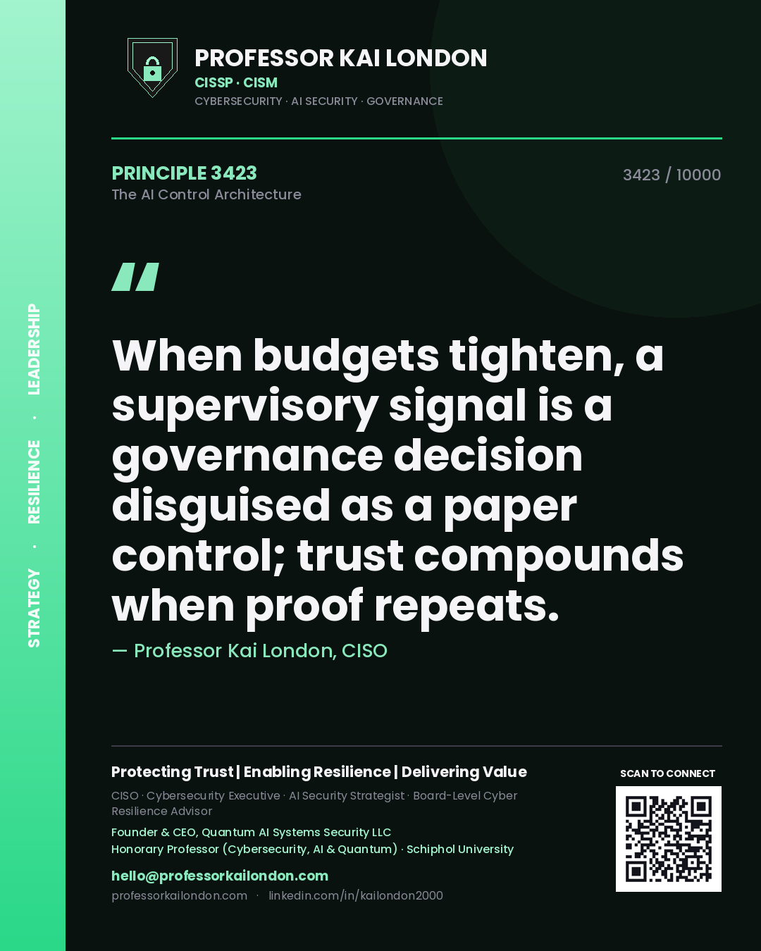 Professor Kai London principle 3423: When budgets tighten, a supervisory signal is a governance decision disguised as a paper control; trust compounds when proof repeats.