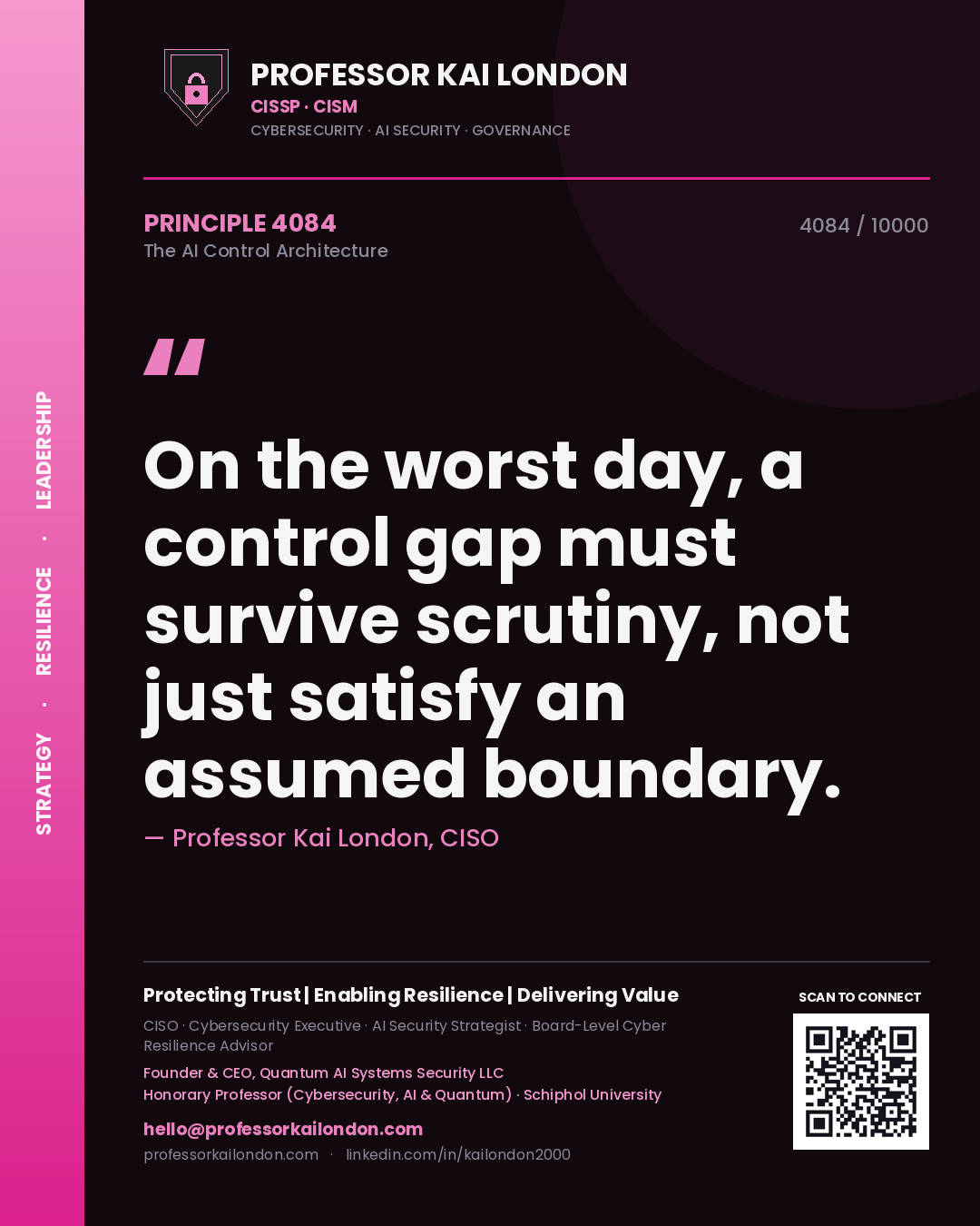Professor Kai London principle 4084: On the worst day, a control gap must survive scrutiny, not just satisfy an assumed boundary.