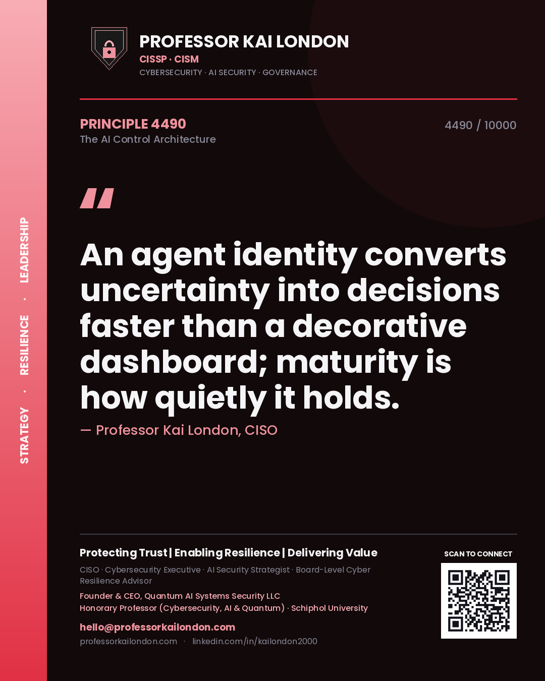 Professor Kai London principle 4490: An agent identity converts uncertainty into decisions faster than a decorative dashboard; maturity is how quietly it holds.