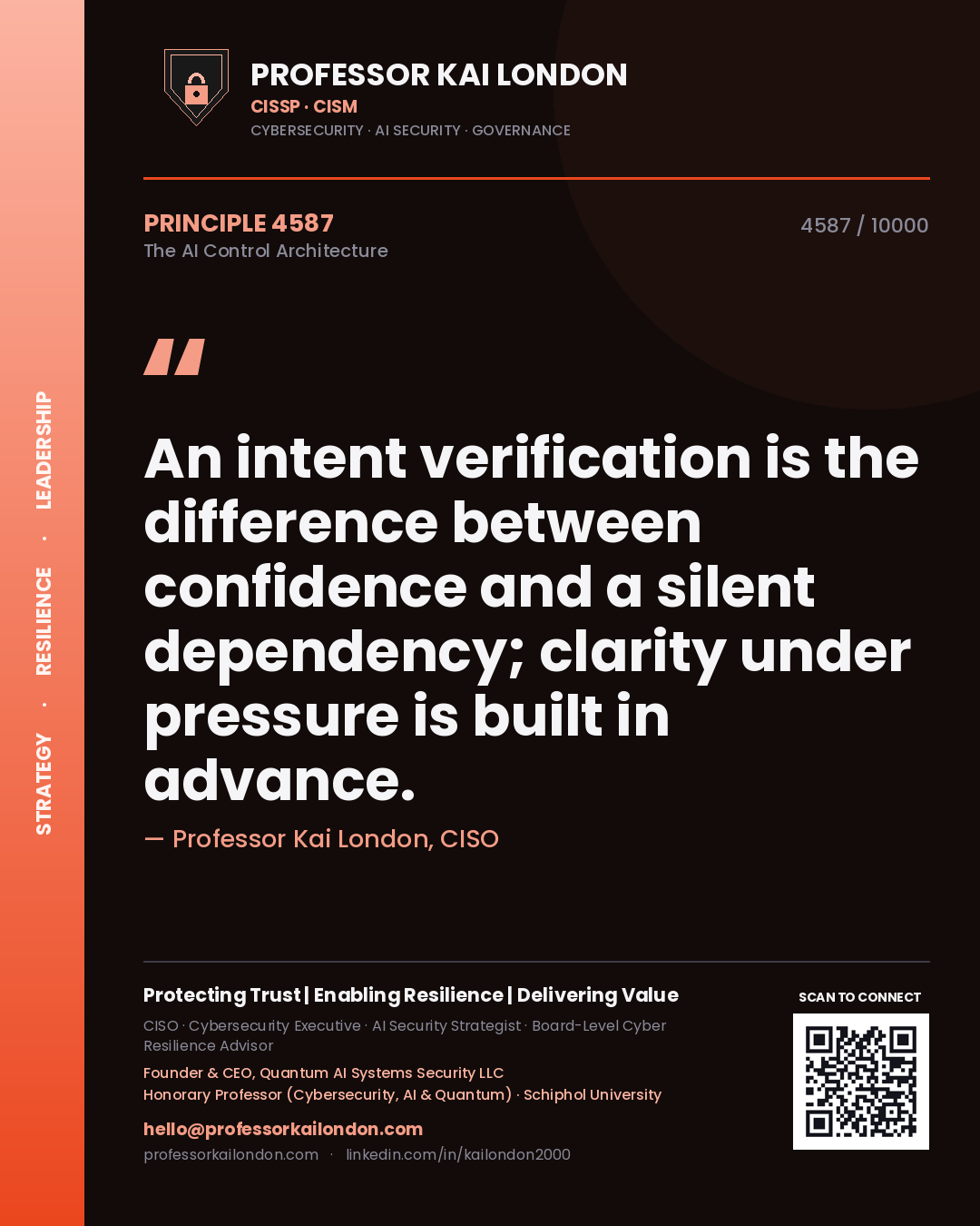 Professor Kai London principle 4587: An intent verification is the difference between confidence and a silent dependency; clarity under pressure is built in advance.