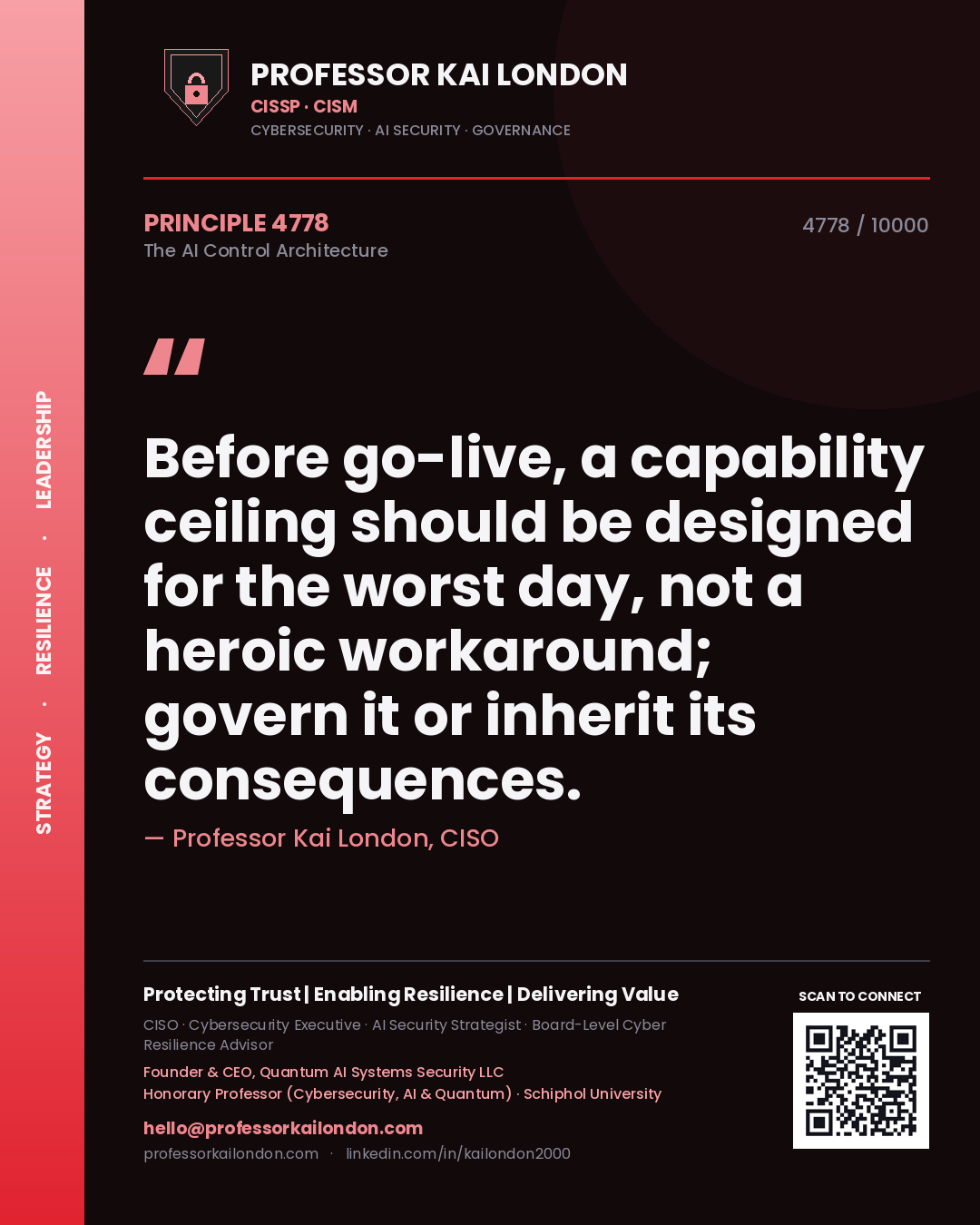 Professor Kai London principle 4778: Before go-live, a capability ceiling should be designed for the worst day, not a heroic workaround; govern it or inherit its consequences.