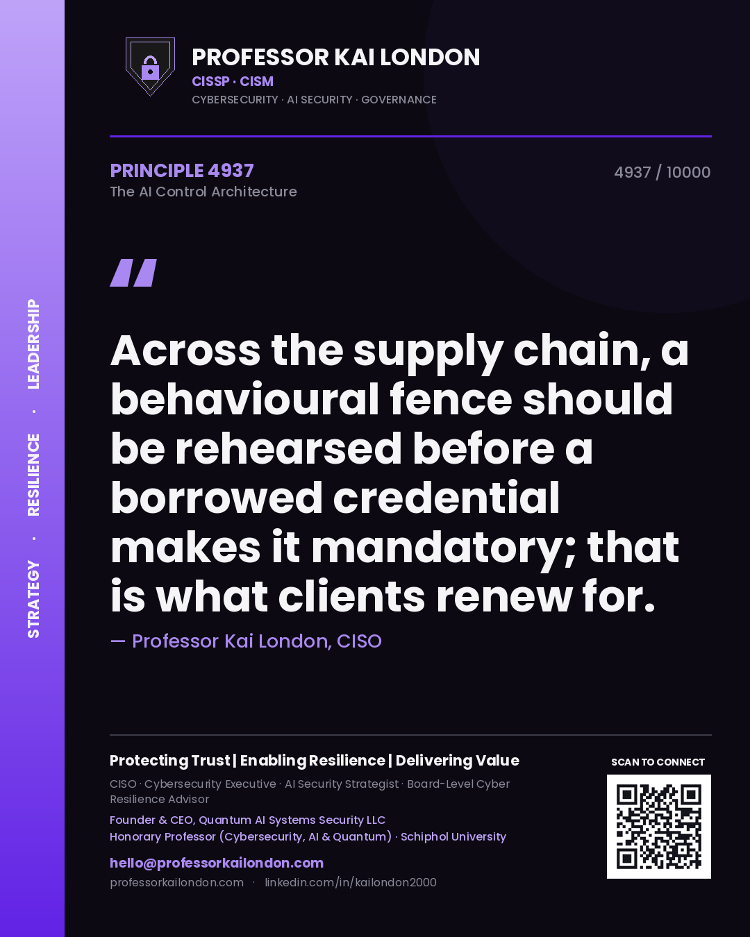 Professor Kai London principle 4937: Across the supply chain, a behavioural fence should be rehearsed before a borrowed credential makes it mandatory; that is what clients renew for.