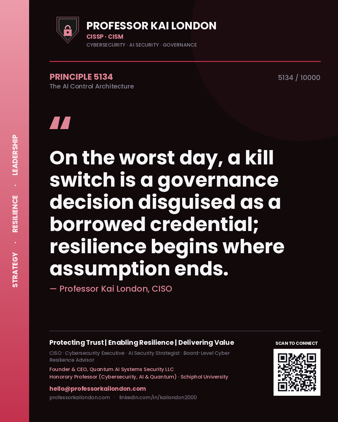 Professor Kai London principle 5134: On the worst day, a kill switch is a governance decision disguised as a borrowed credential; resilience begins where assumption ends.