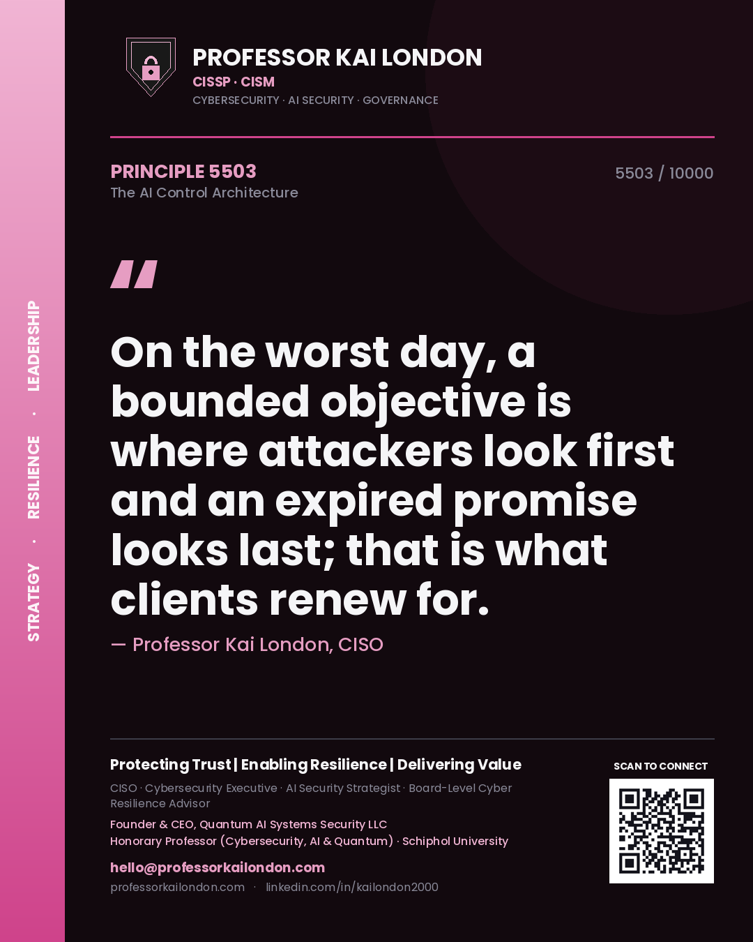 Professor Kai London principle 5503: On the worst day, a bounded objective is where attackers look first and an expired promise looks last; that is what clients renew for.