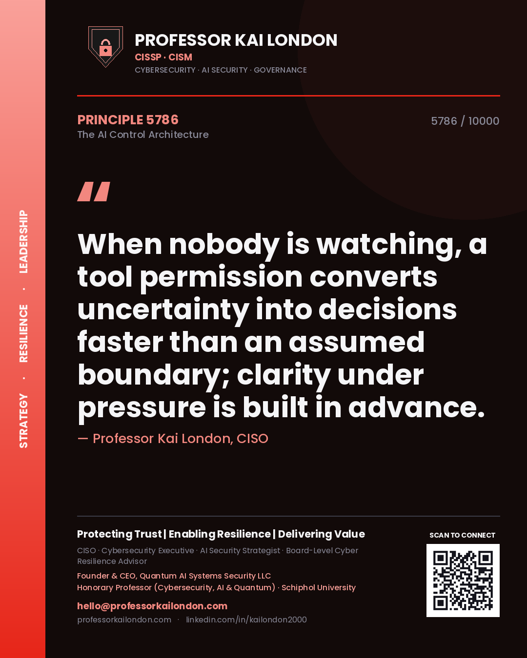 Professor Kai London principle 5786: When nobody is watching, a tool permission converts uncertainty into decisions faster than an assumed boundary; clarity under pressure is built in advance.