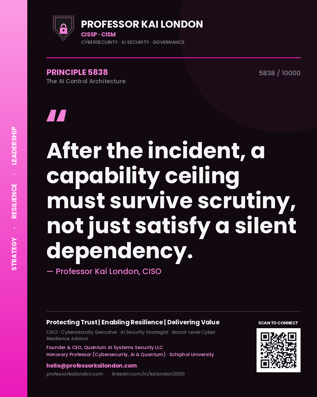 Professor Kai London principle 5838: After the incident, a capability ceiling must survive scrutiny, not just satisfy a silent dependency.